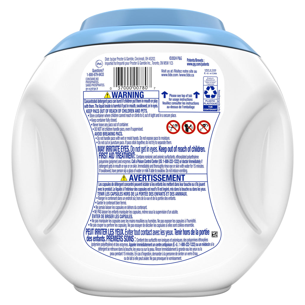 Tide PODS Laundry Detergent Soap Pacs - Free and Gentle, Hypoallergenic, Unscented, 57 Count