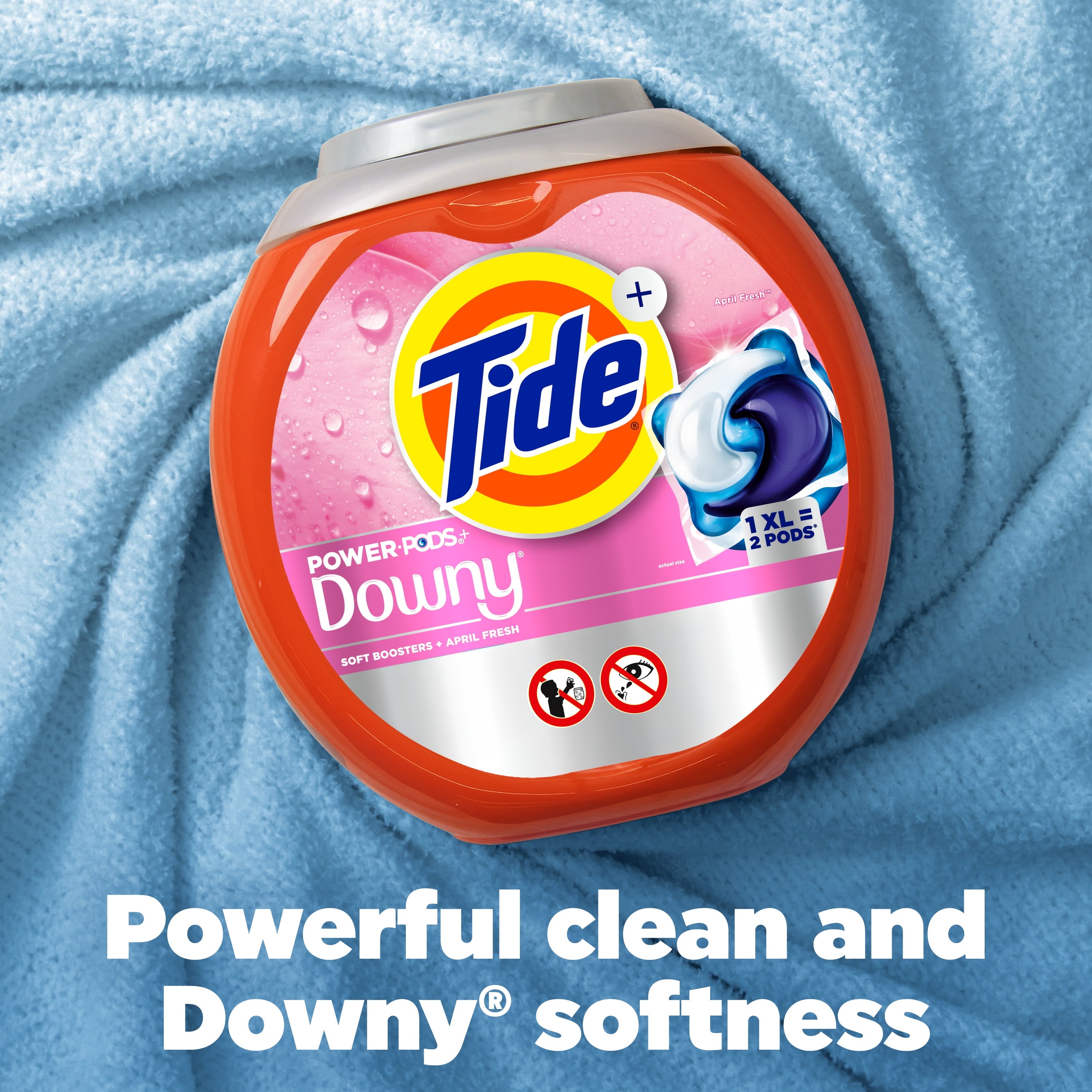 Tide Power PODS with Downy Soft Boosters Laundry Detergent Pacs - April Fresh Scent, 25 Count