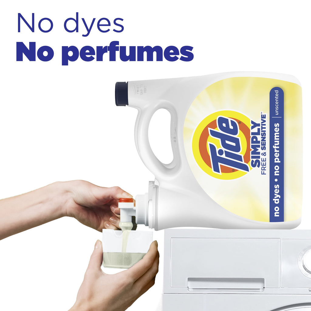 Tide Simply Laundry Detergent Liquid - Free & Sensitive, 117 fl oz, 89 Loads