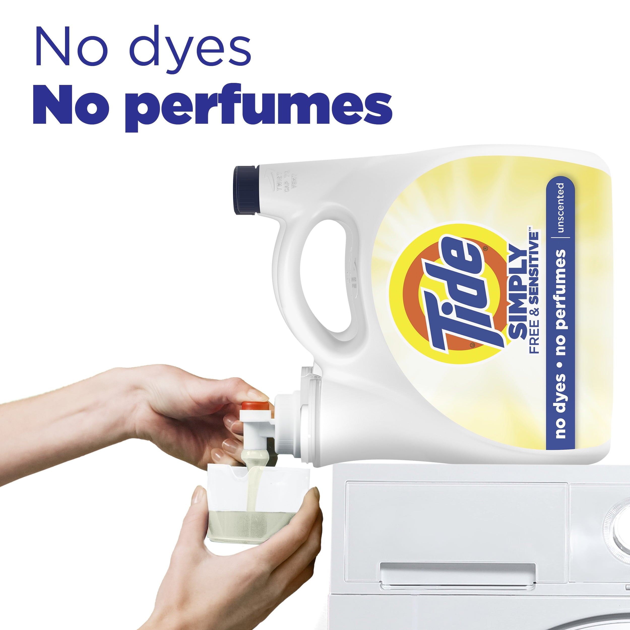 Tide Simply Laundry Detergent Liquid - Free & Sensitive, 117 fl oz, 89 Loads