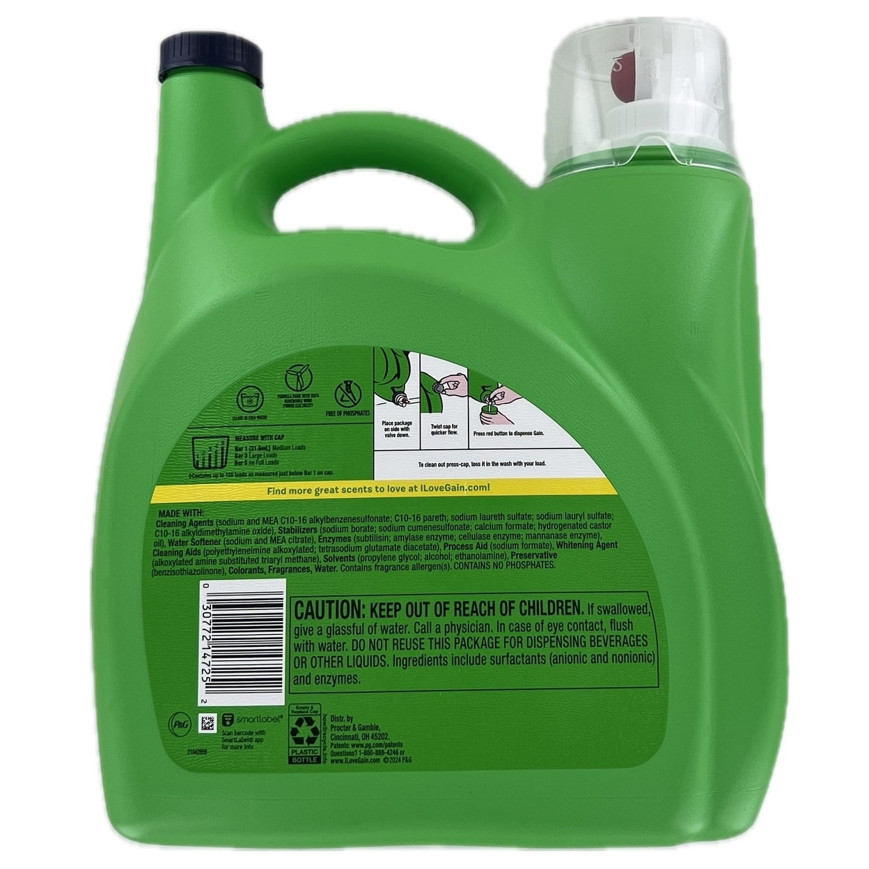 Gain+Oxi Liquid Detergent - Ultra Concentrated, Moonlight Breeze, 170 Fluid Ounce