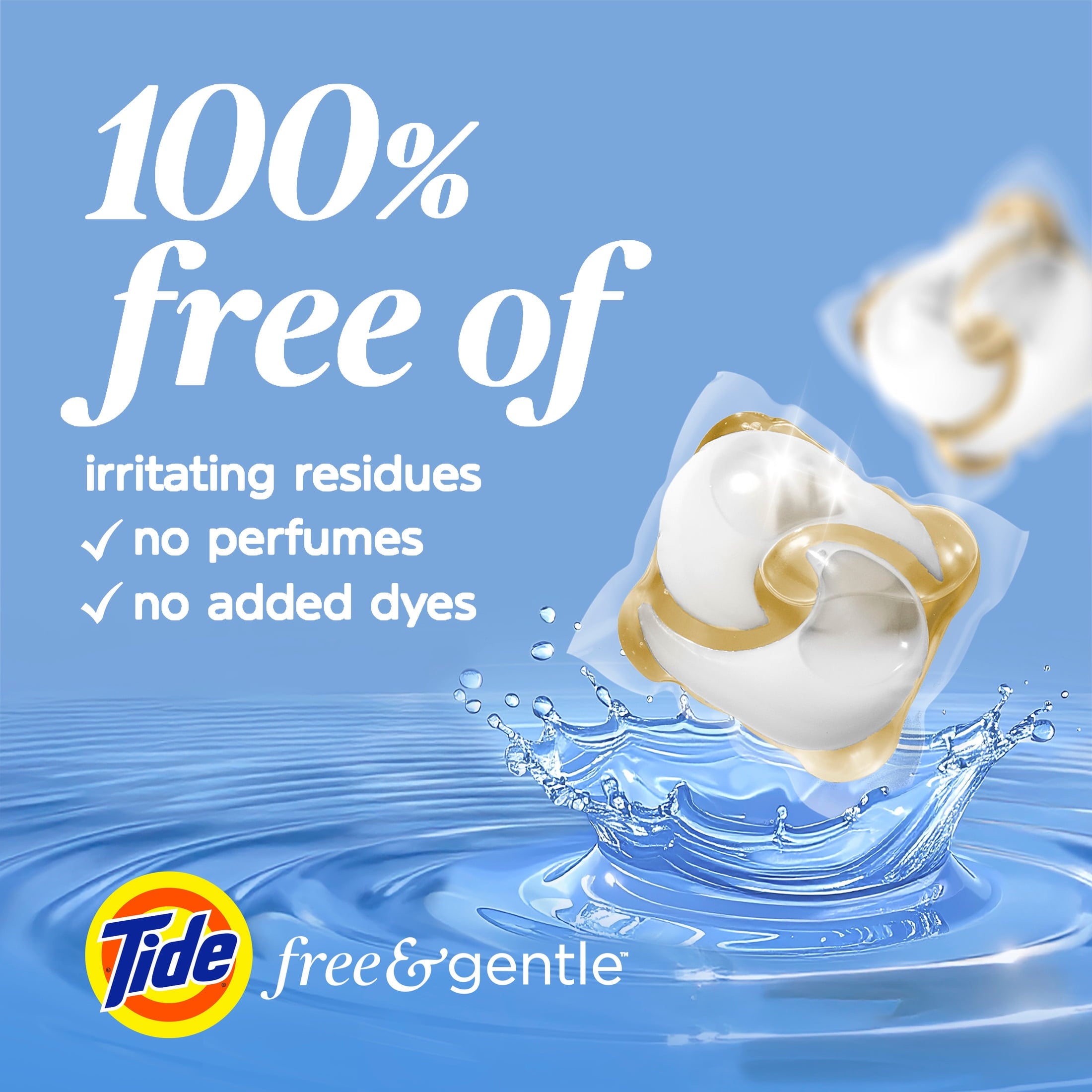 Tide PODS Free & Gentle laundry detergent - 102 Count, Trusted, gentle laundry detergent pods, 100% free of irritating residues: no added dyes and perfumes