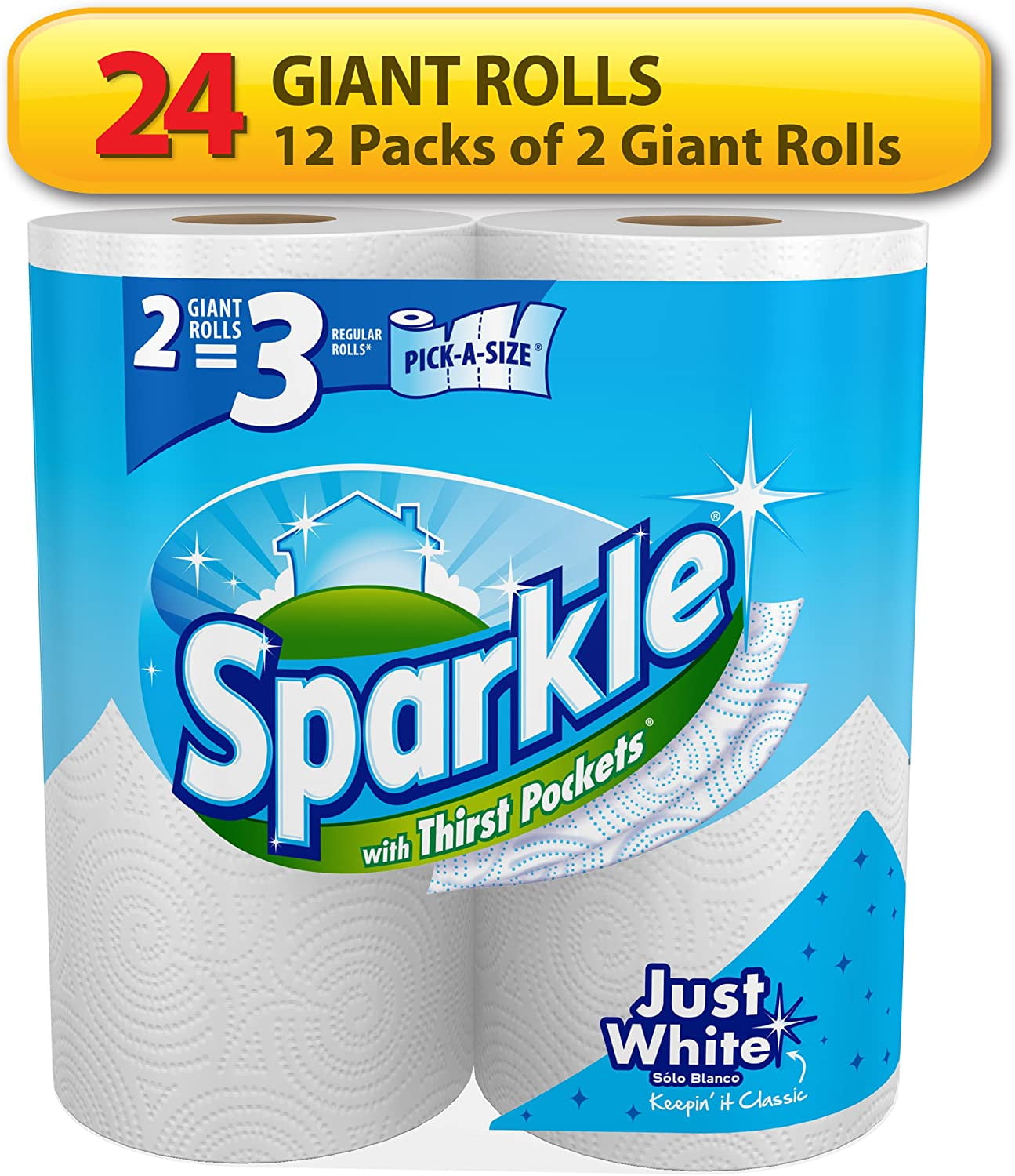 Paper Towels - 24 Giant Rolls, Pick-A-Size, White