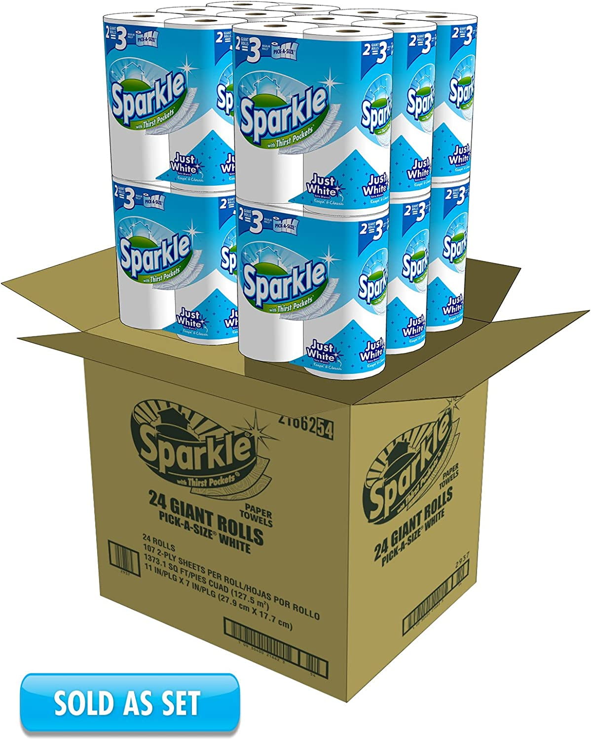 Paper Towels - 24 Giant Rolls, Pick-A-Size, White