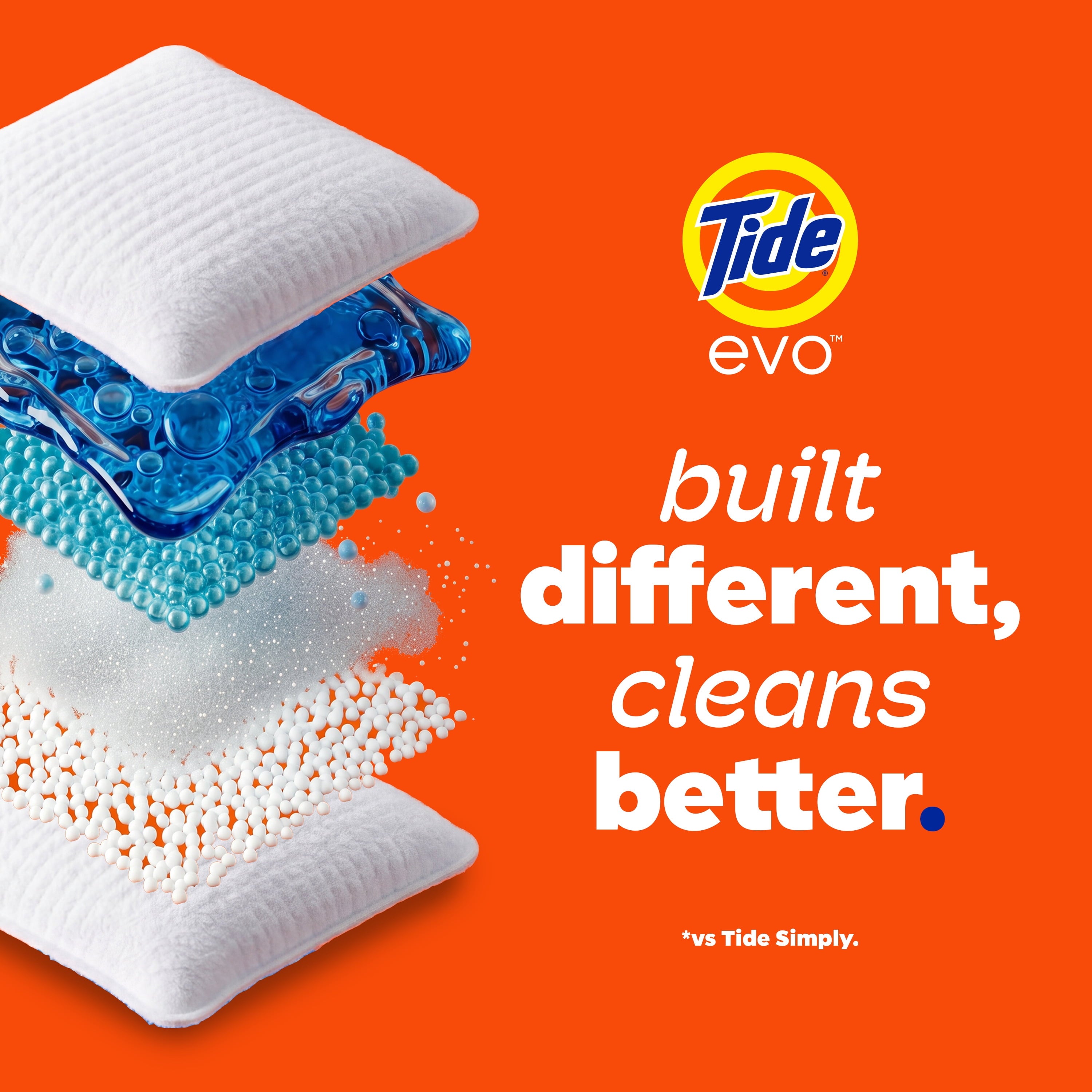Tide Evo Laundry Detergent Tiles - 100% Concentrated, 6X Cleaning Power, Spring Blast Scent, 16 Count