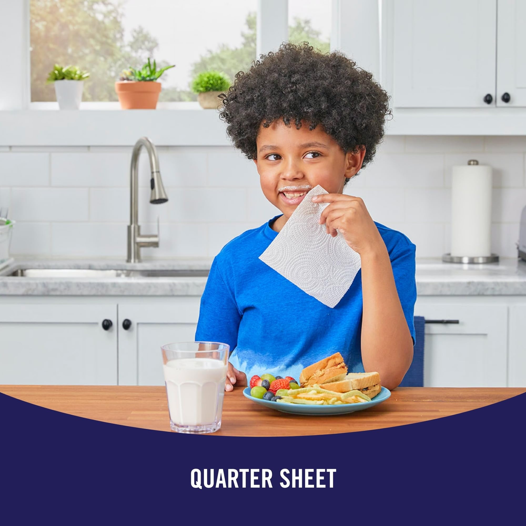 Sparkle Tear-A-Square Paper Towels - 2 Double Rolls = 4 Regular Rolls, Customizable Sheet Size Paper Towel