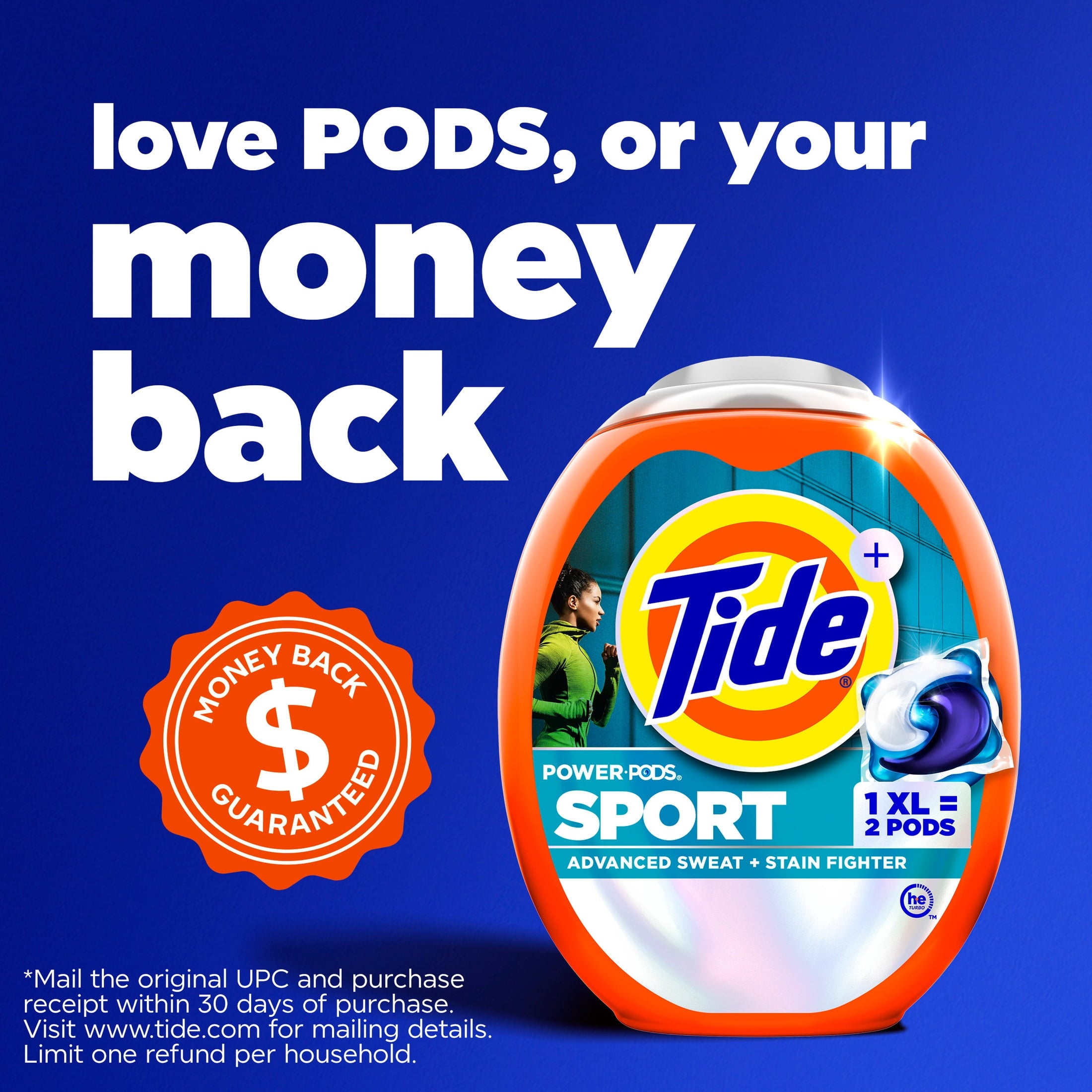Tide Power Pods Laundry Detergent Soap Packs with Febreze - Sport Odor Defense, 45 Count