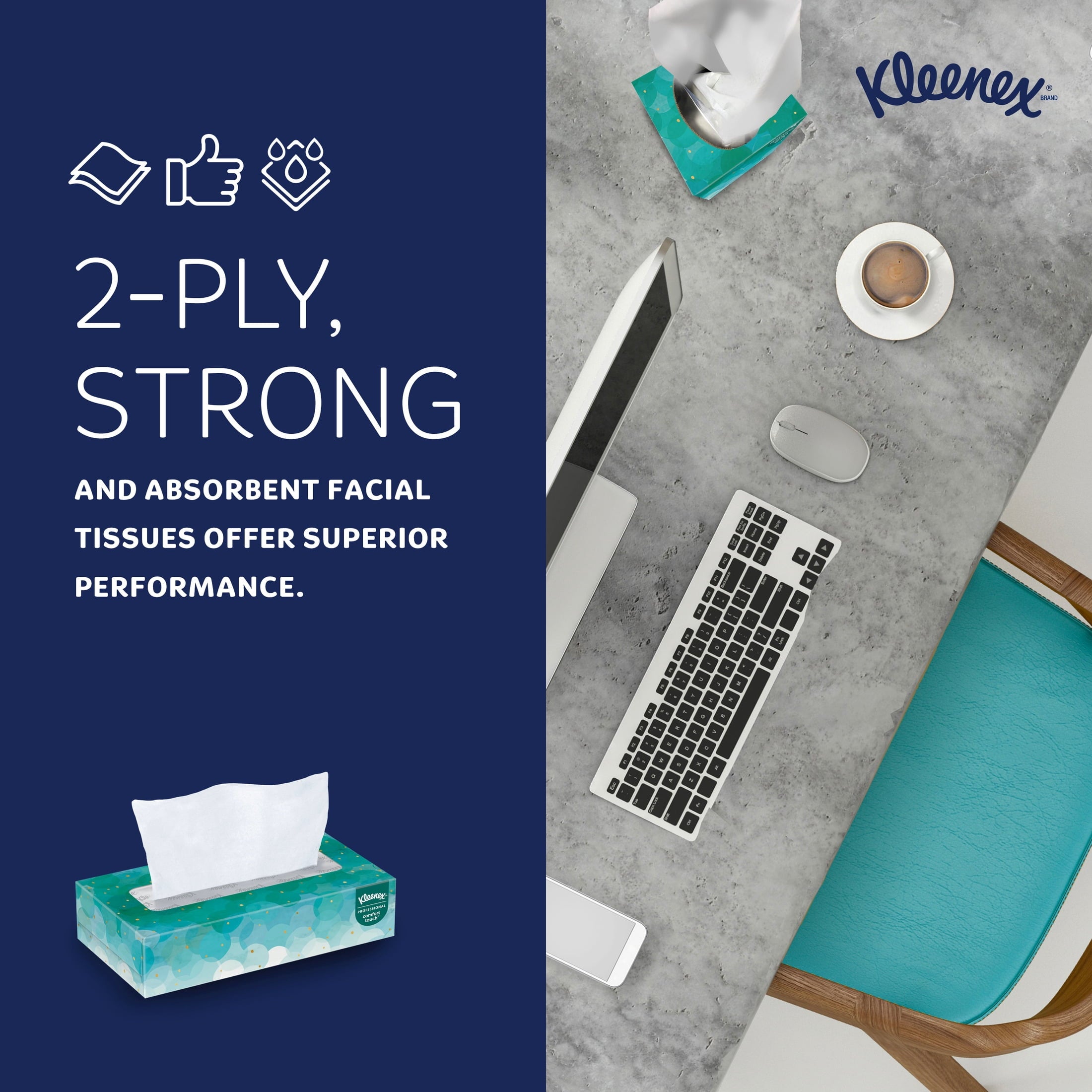 Kleenex Professional Facial Tissue - Bulk (21400), 2-Ply, White, Flat Boxed Format, Designed for Business (100 Tissues/Box, 36 Boxes, 3, 600 Sheets/Case)