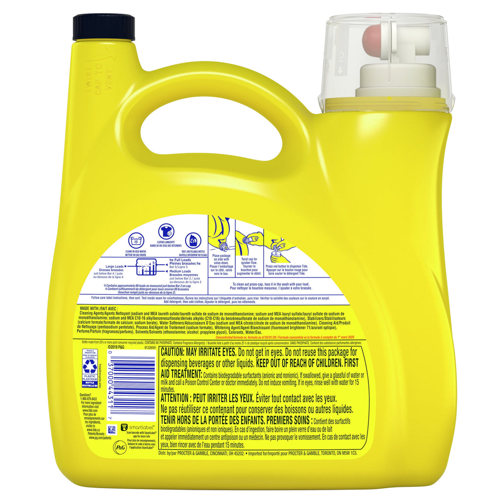 Tide Simply Refreshing Breeze - 89 Loads Liquid Laundry Detergent, 128 fl oz