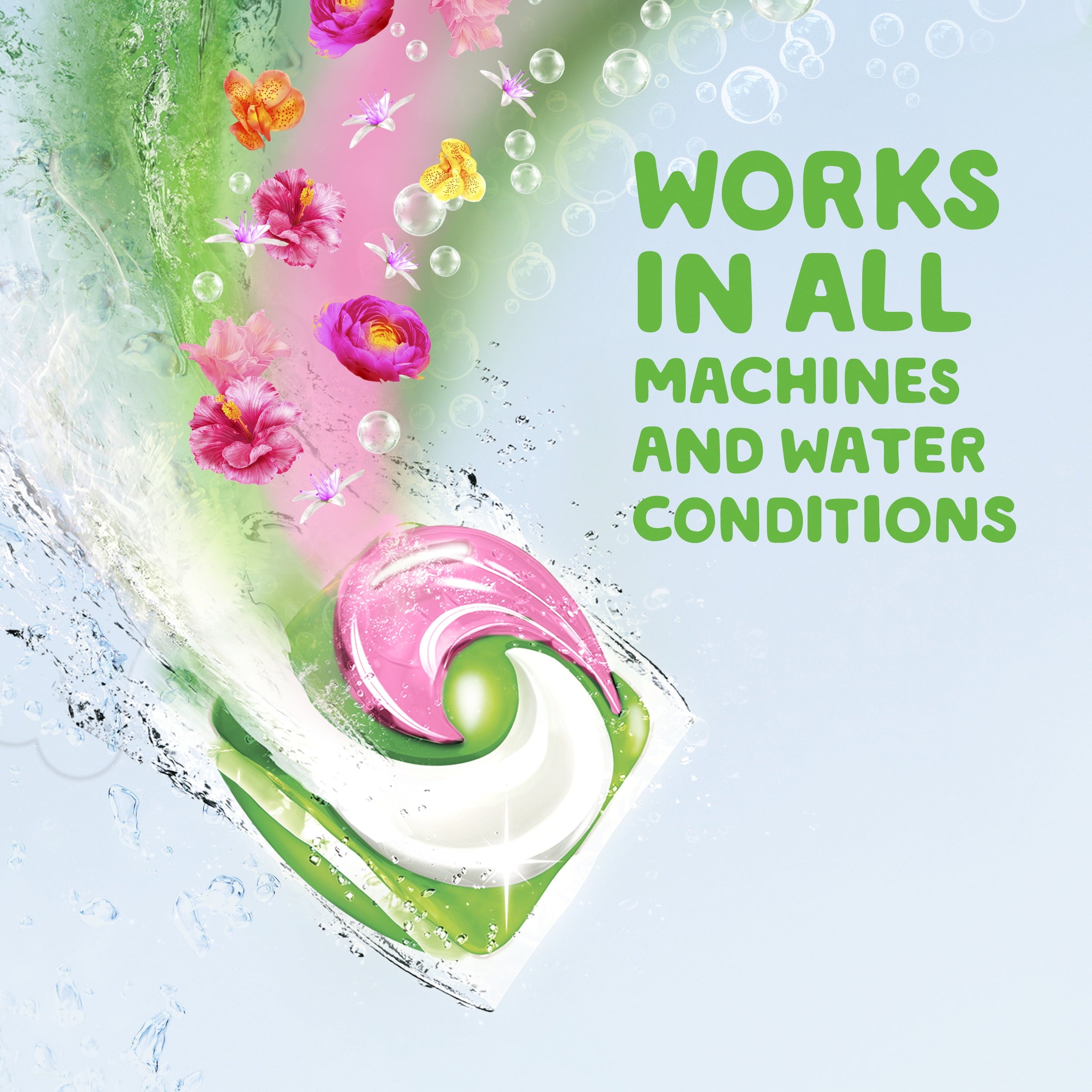 Gain Plus Flings Laundry Detergent Soap Pacs - All-In-One, Happy Hibiscus Scent, 18 Count