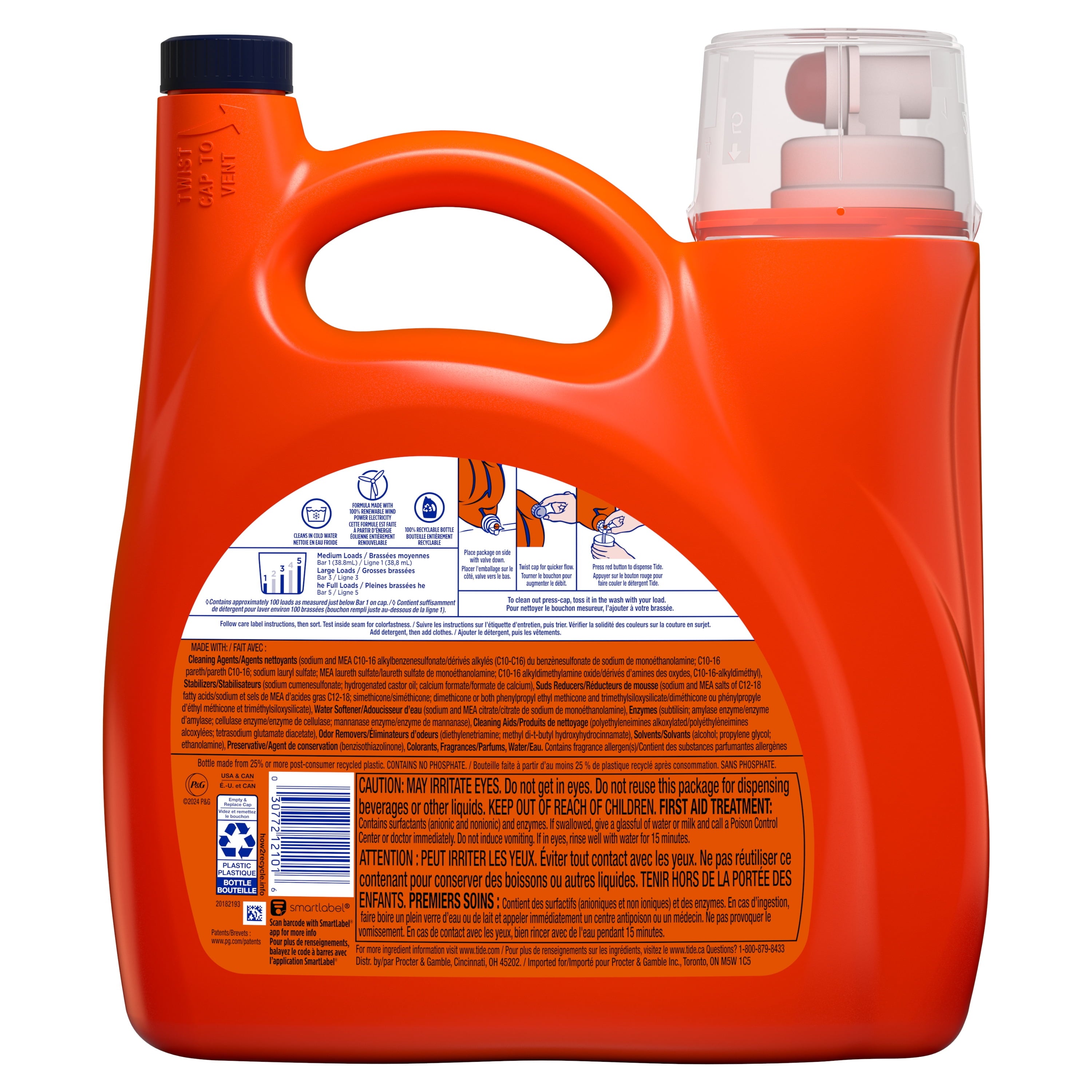 Tide Laundry Detergent Liquid with 6X Boosted Cleaning Power - Original Scent, 125 fl oz, 100 Loads - 2-Pack