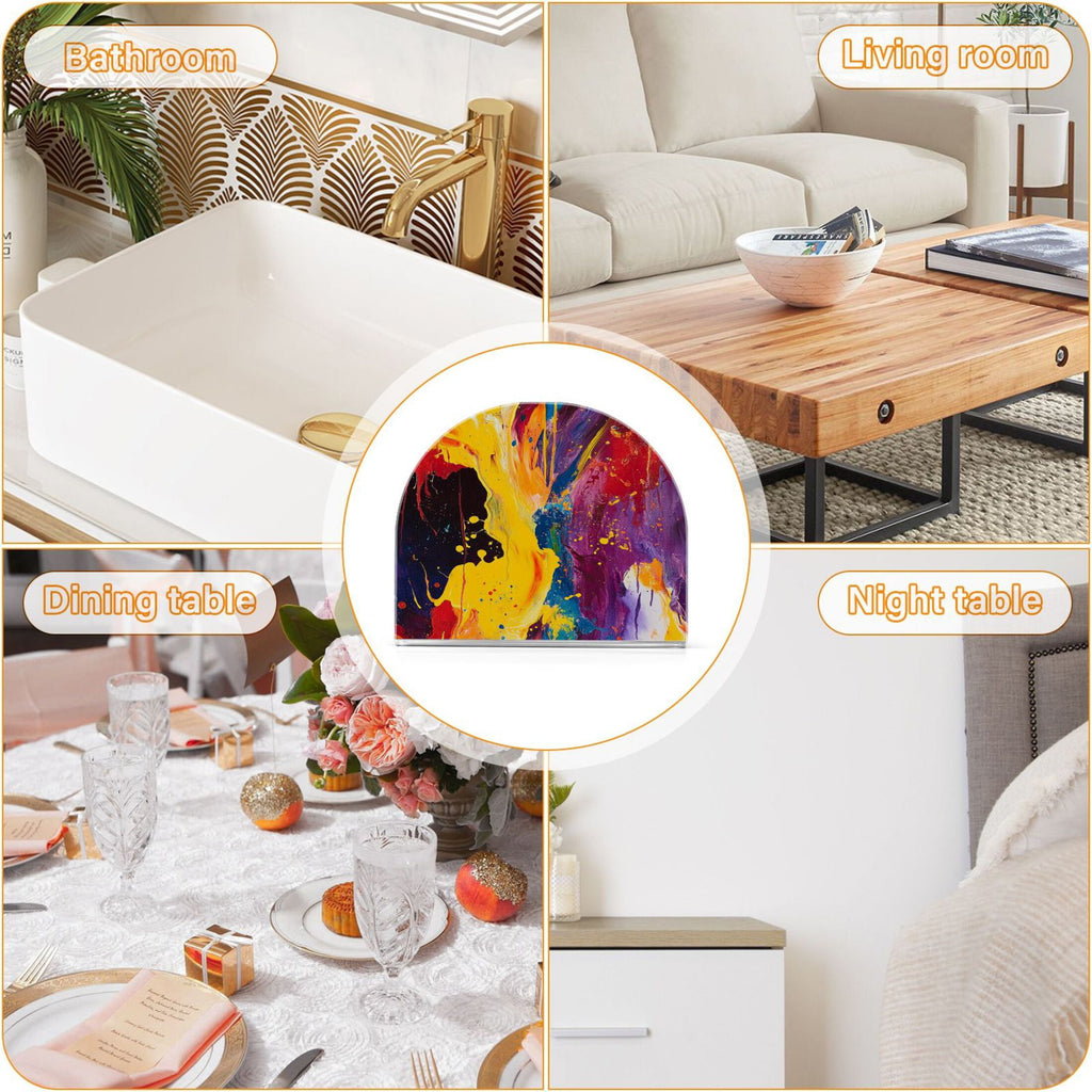 Standing Dining Table Napkin Holder - Napkin Holder for Table Kitchen Acrylic Paper Tissue Organization, Flames and Sparks Painting