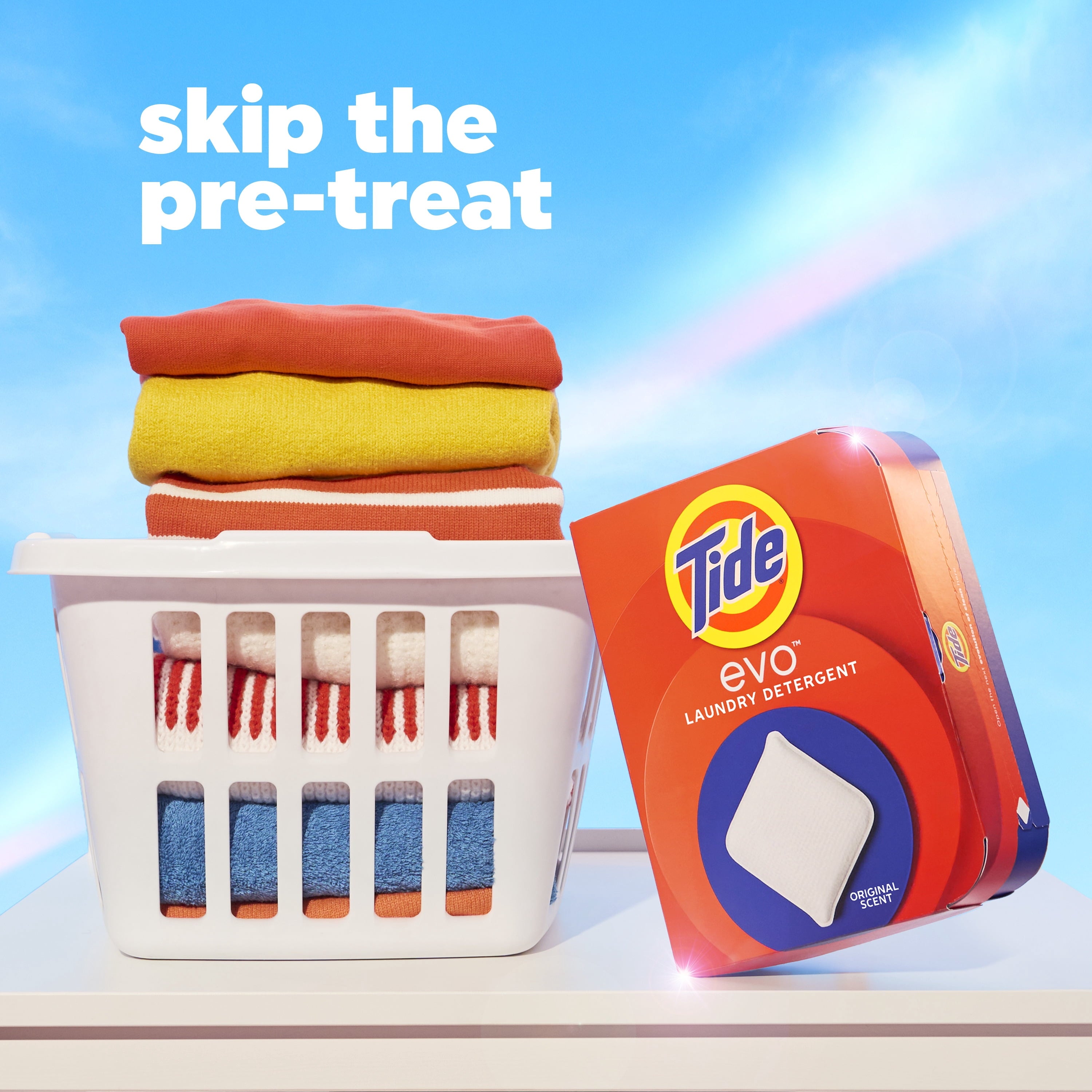 Tide Evo Laundry Detergent Tiles - 100% Concentrated, 6X Cleaning Power, Original Tide Scent, 8 Count