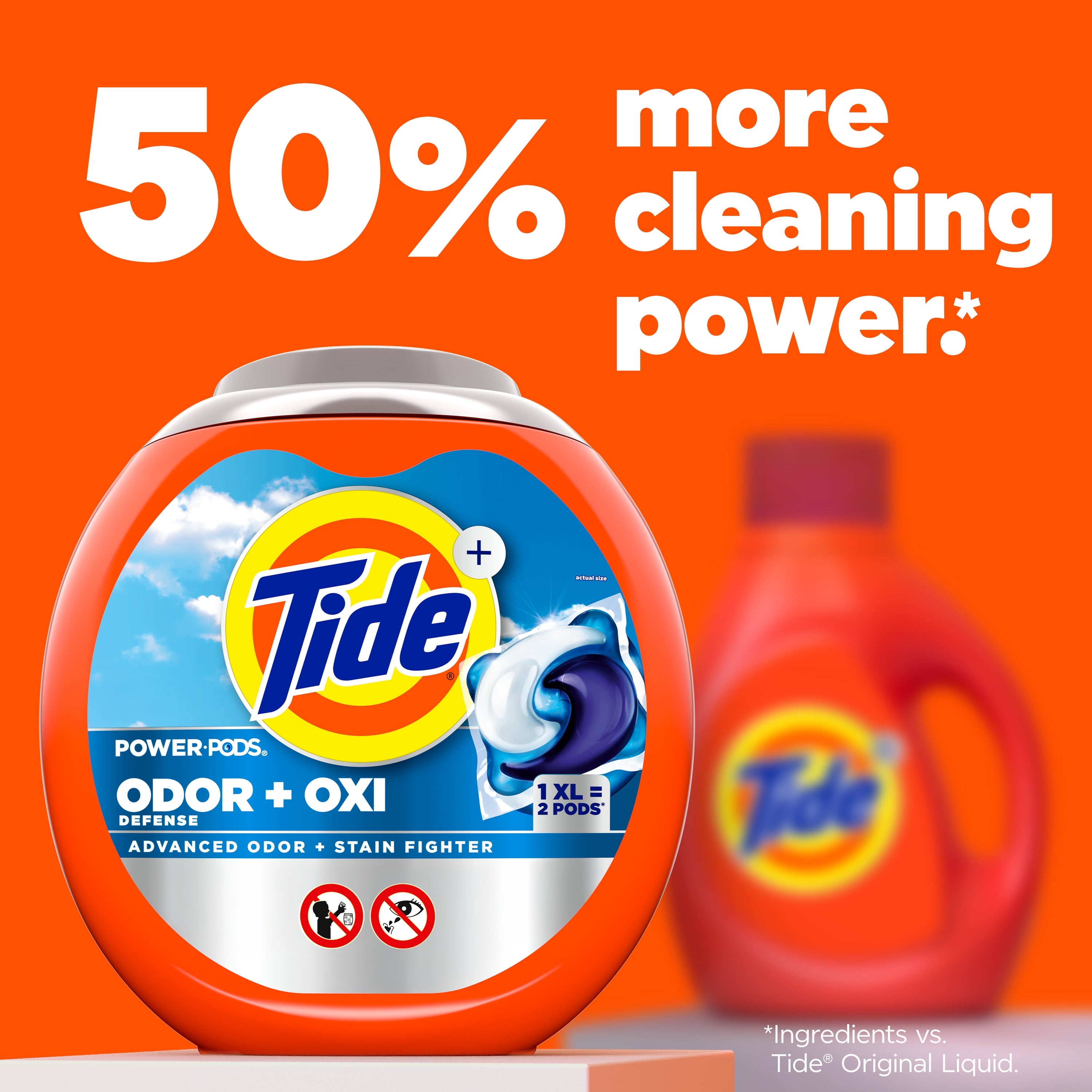 Tide Power PODS Laundry Detergent Soap Pacs with Odor Defense + Oxi - Original Scent, 25 Count
