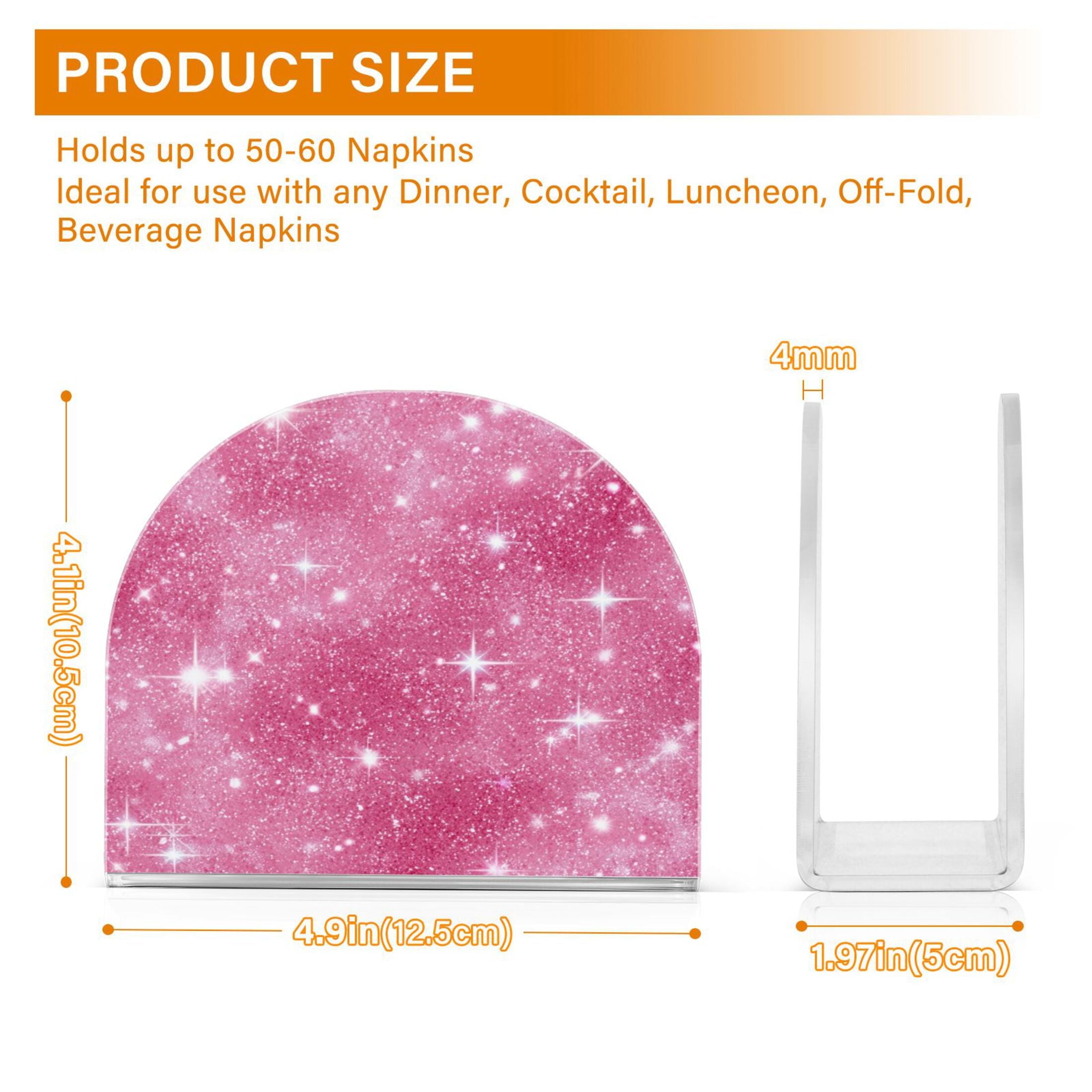 Napkin Holder for Table Kitchen Paper Tissue Organization Standing Paper Napkin Storage Pink Glitter Background