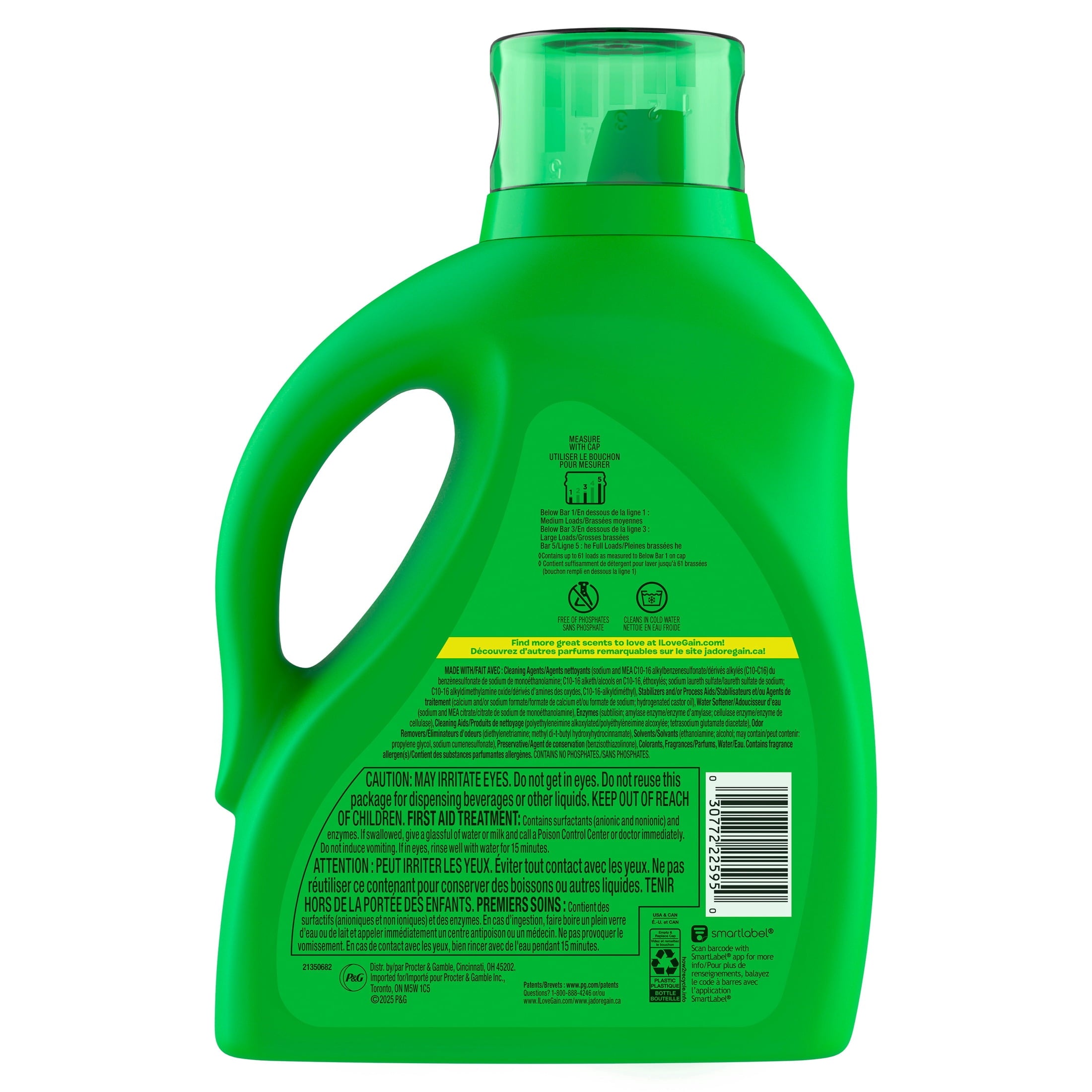 Gain Laundry Detergent Liquid - Now with Odor Defense, Island Fresh Scent, 81 fl oz, 61 Loads - 2-Pack