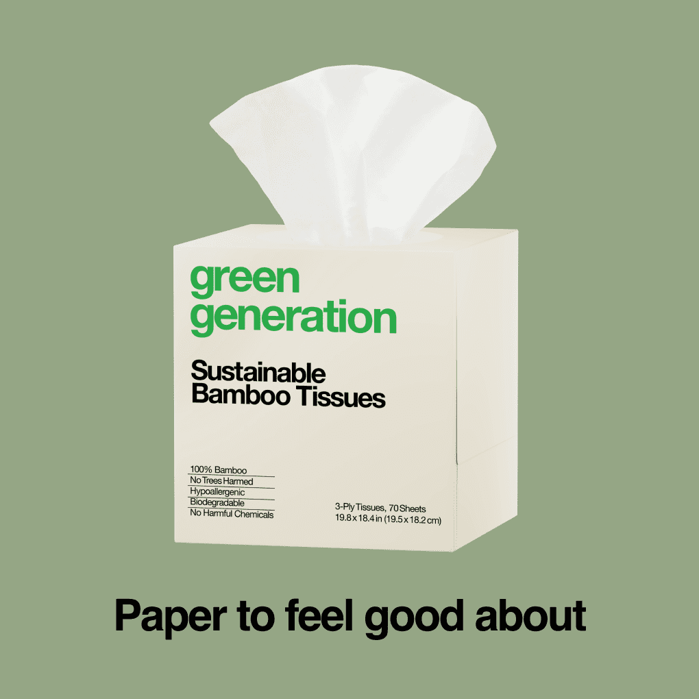 Green Generation Bamboo Facial Tissues - 3-Ply, 840 Count, 12 Boxes