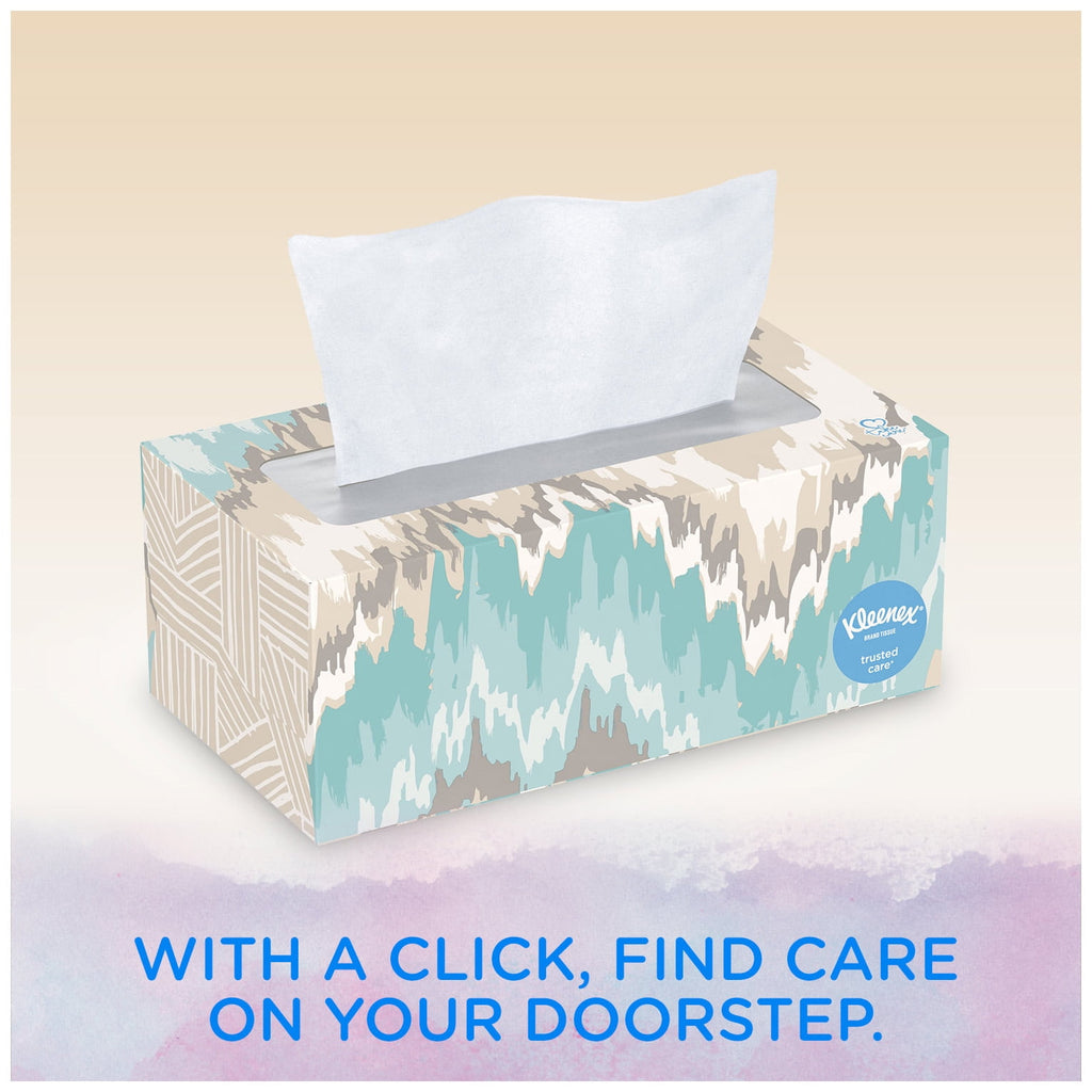 Kleenex Trusted Care Everyday Facial Tissues - 1 Flat Box (160 Total Tissues)