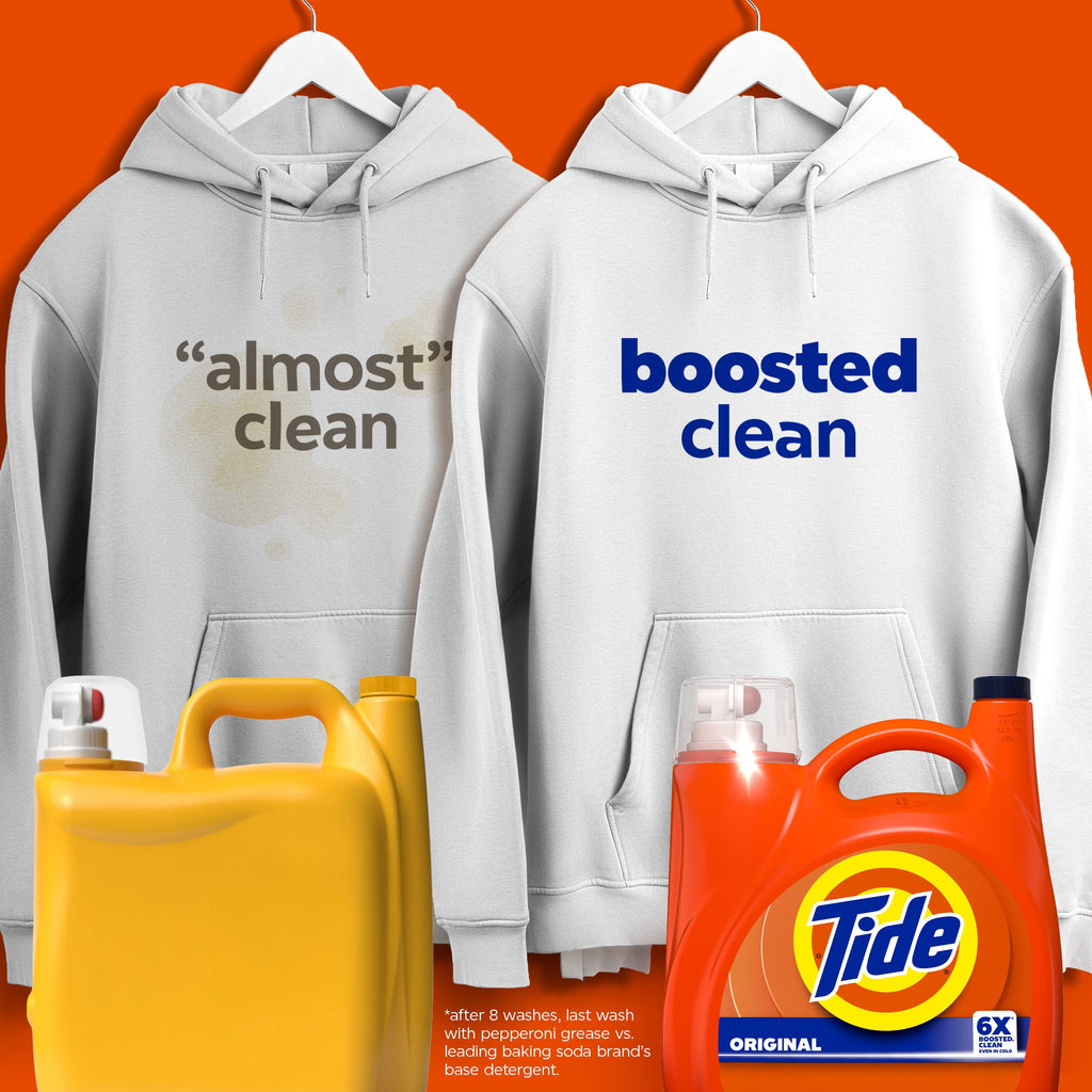 Tide Laundry Detergent Liquid with 6X Boosted Cleaning Power - Original Scent, 125 fl oz, 100 Loads - 2-Pack