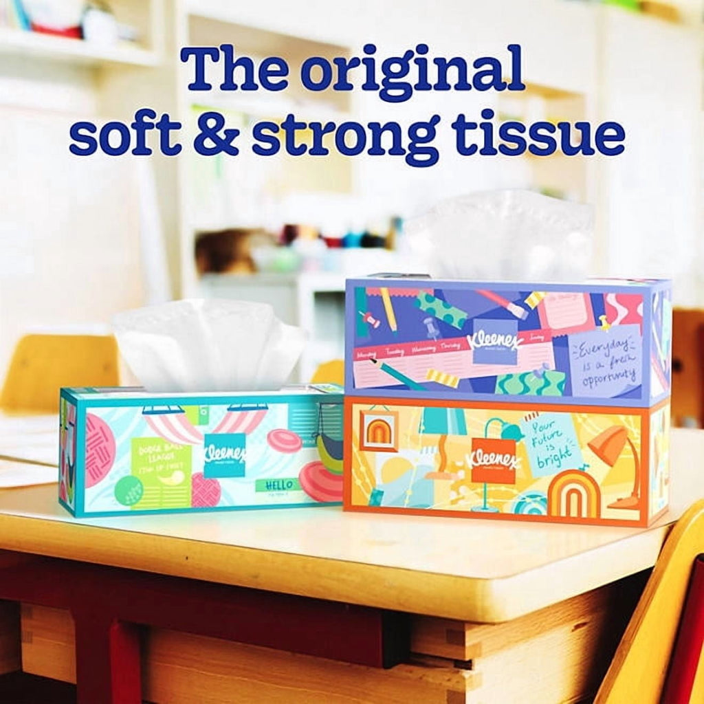 kleenex trusted care 2ply facial tissues flat boxes 12pk