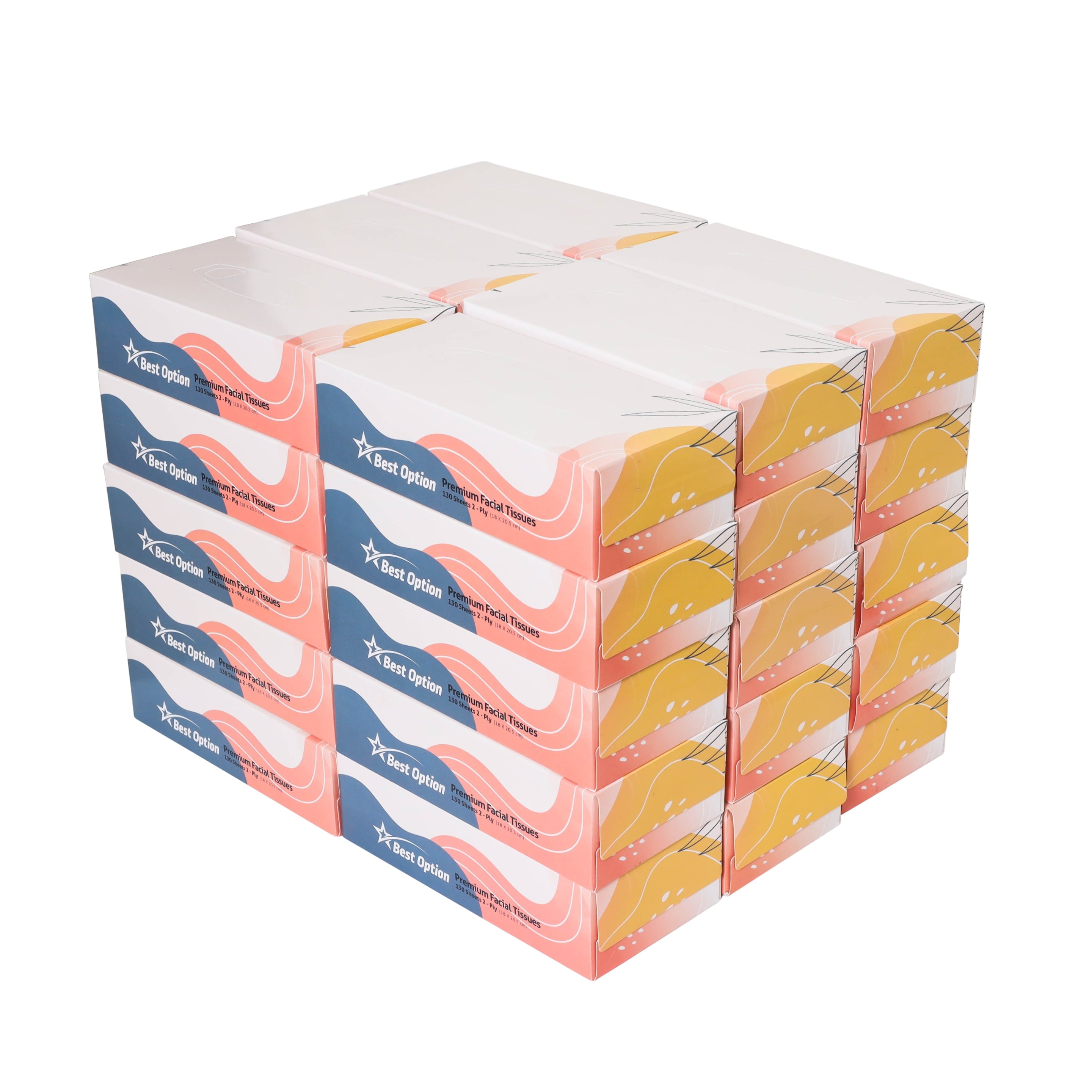 Soft 2-Ply Facial Tissue - White, 130-Count Box, Gentle and Durable (3, 900 Tissues, Bulk Pack of 30-Boxes)