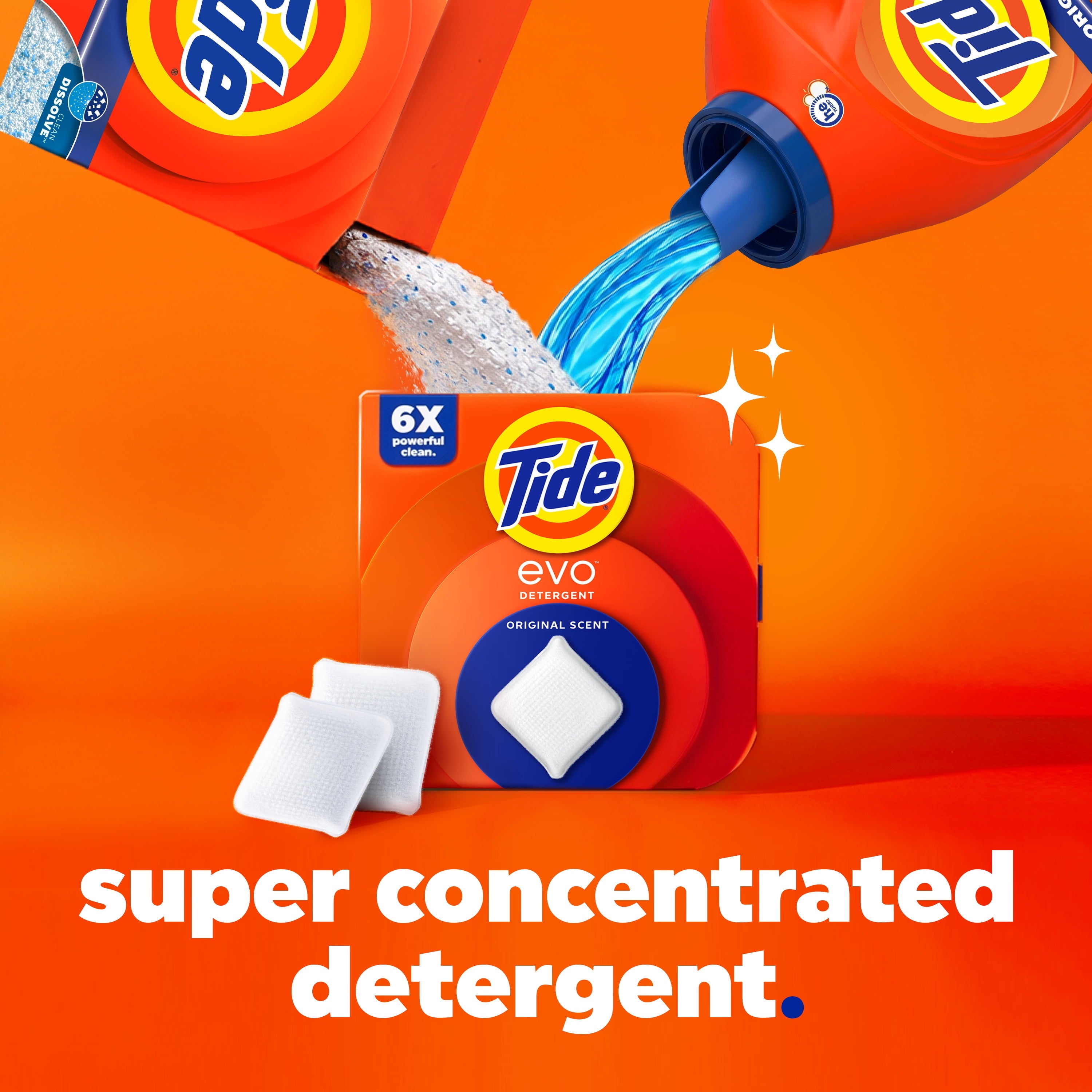 Tide evo Laundry Detergent Tiles - 100% Concentrated, Original Tide Scent, 16 Count
