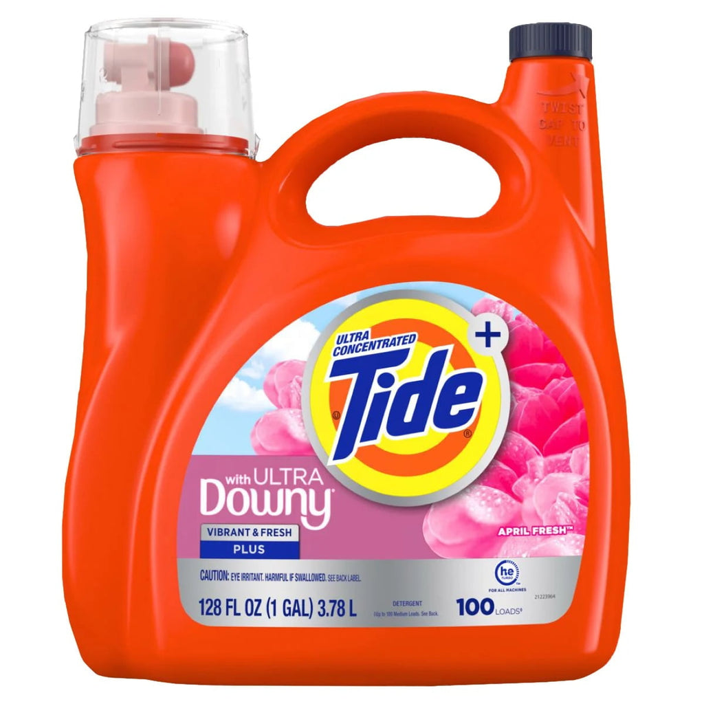 Tide Plus with Ultra Downy Laundry Detergent - April Fresh, 100 Loads, 128 Fl Oz