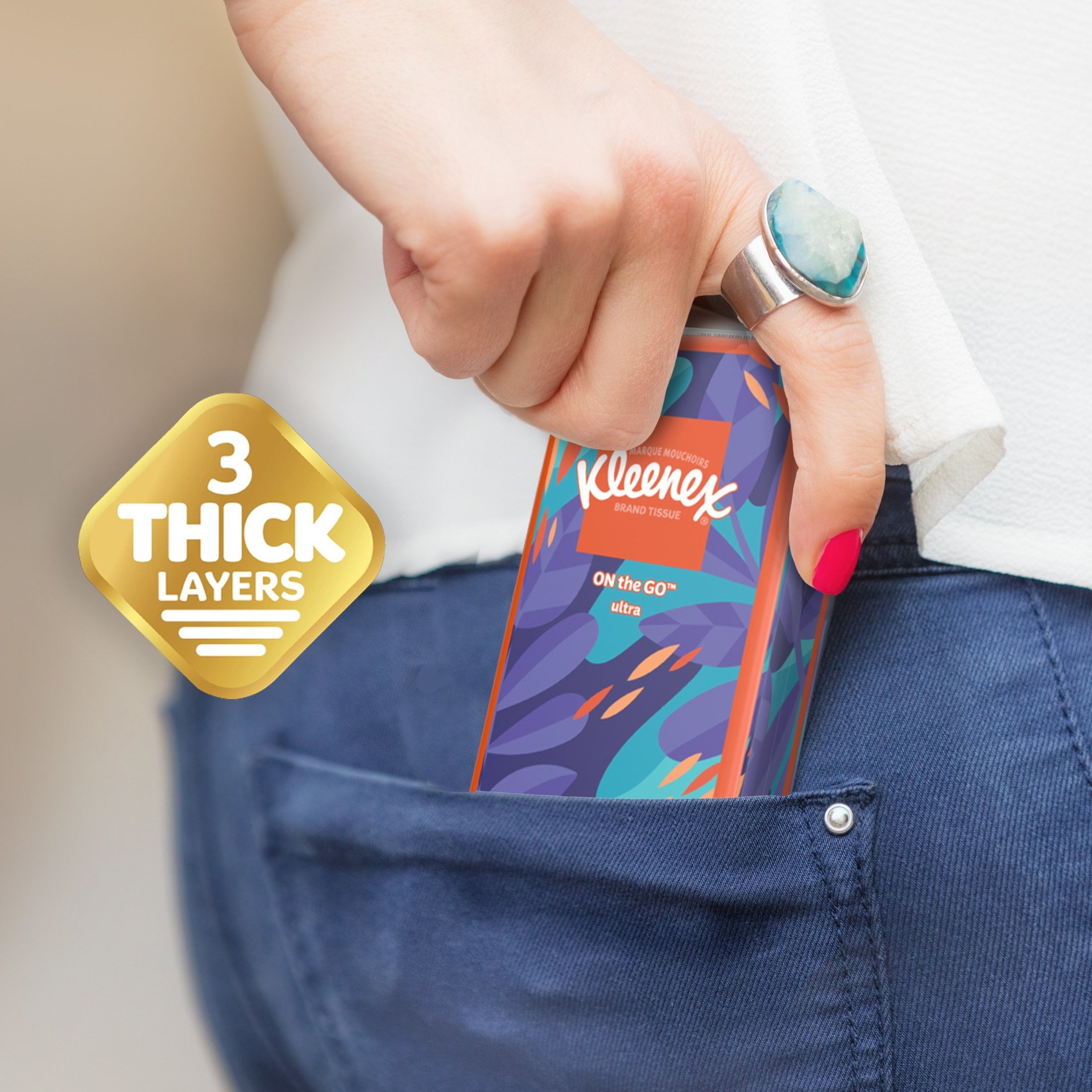 Kleenex On-The-Go Facial Tissues - 3 On-The-Go Packs, 10 Tissues per Pack, 3-Ply