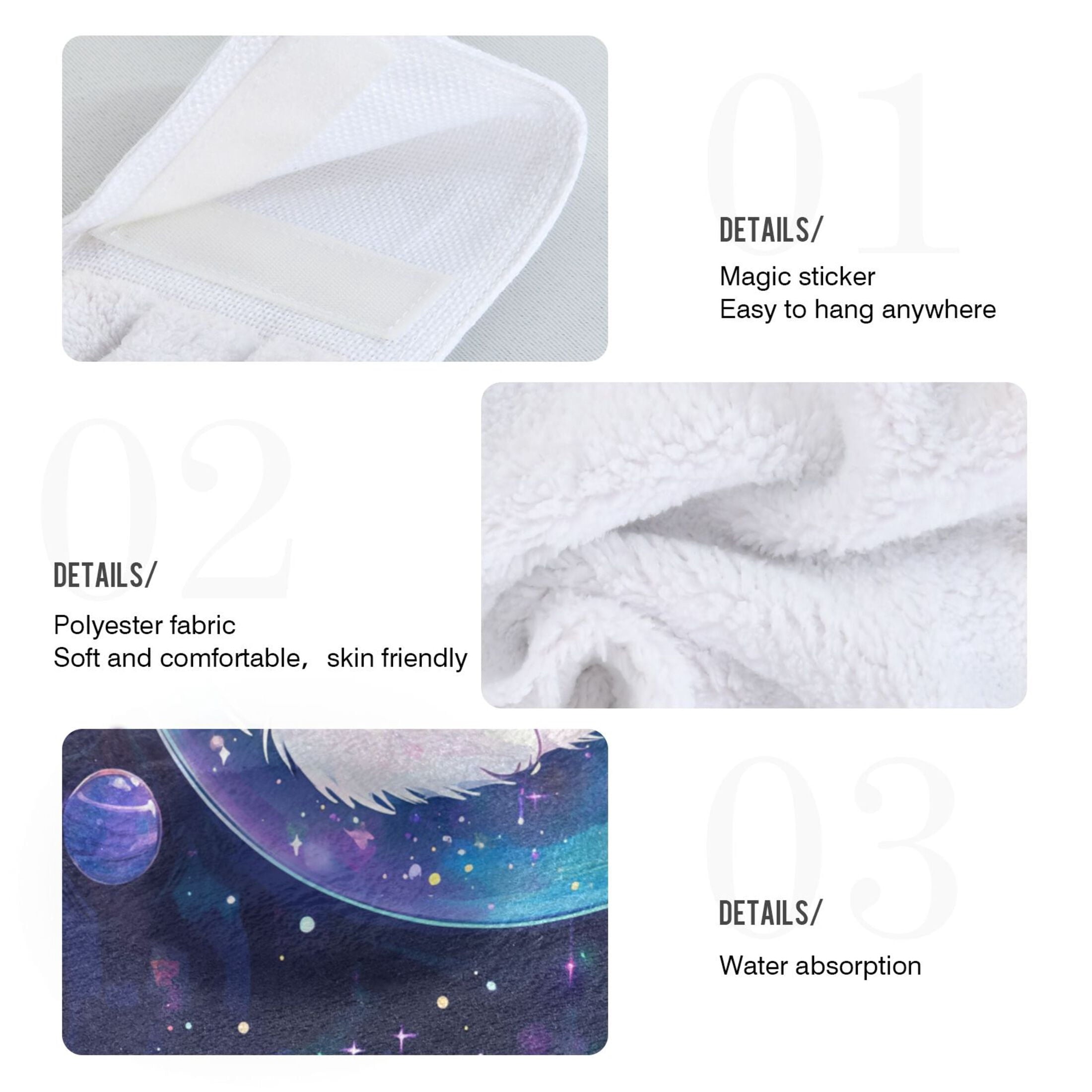 BZSMCE Hanging Hand Towels Fashion Starlit Dreams Pattern 2-Pack - Velcro Style Bathroom Kitchen Towels