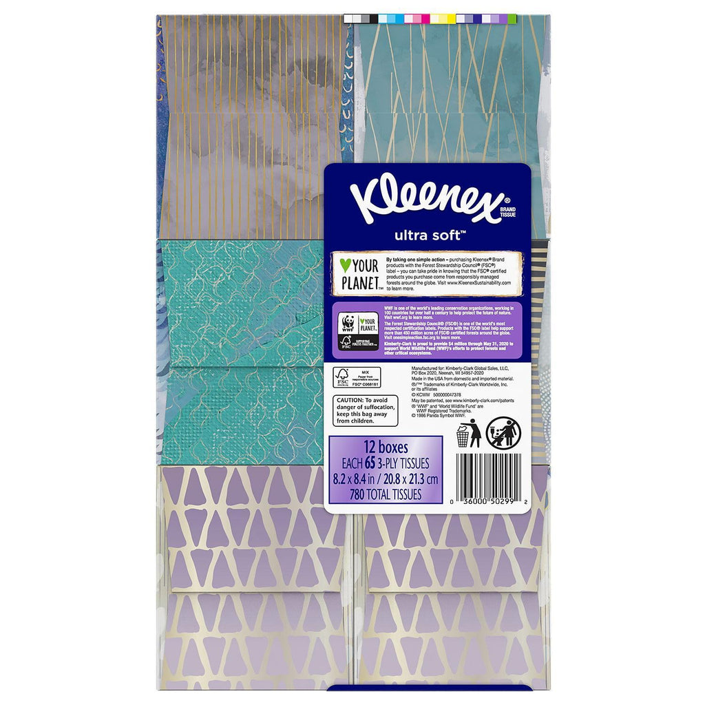 Kleenex Ultra Soft Facial Tissues - Cube Boxes, 12 Pack, 65 Tissues