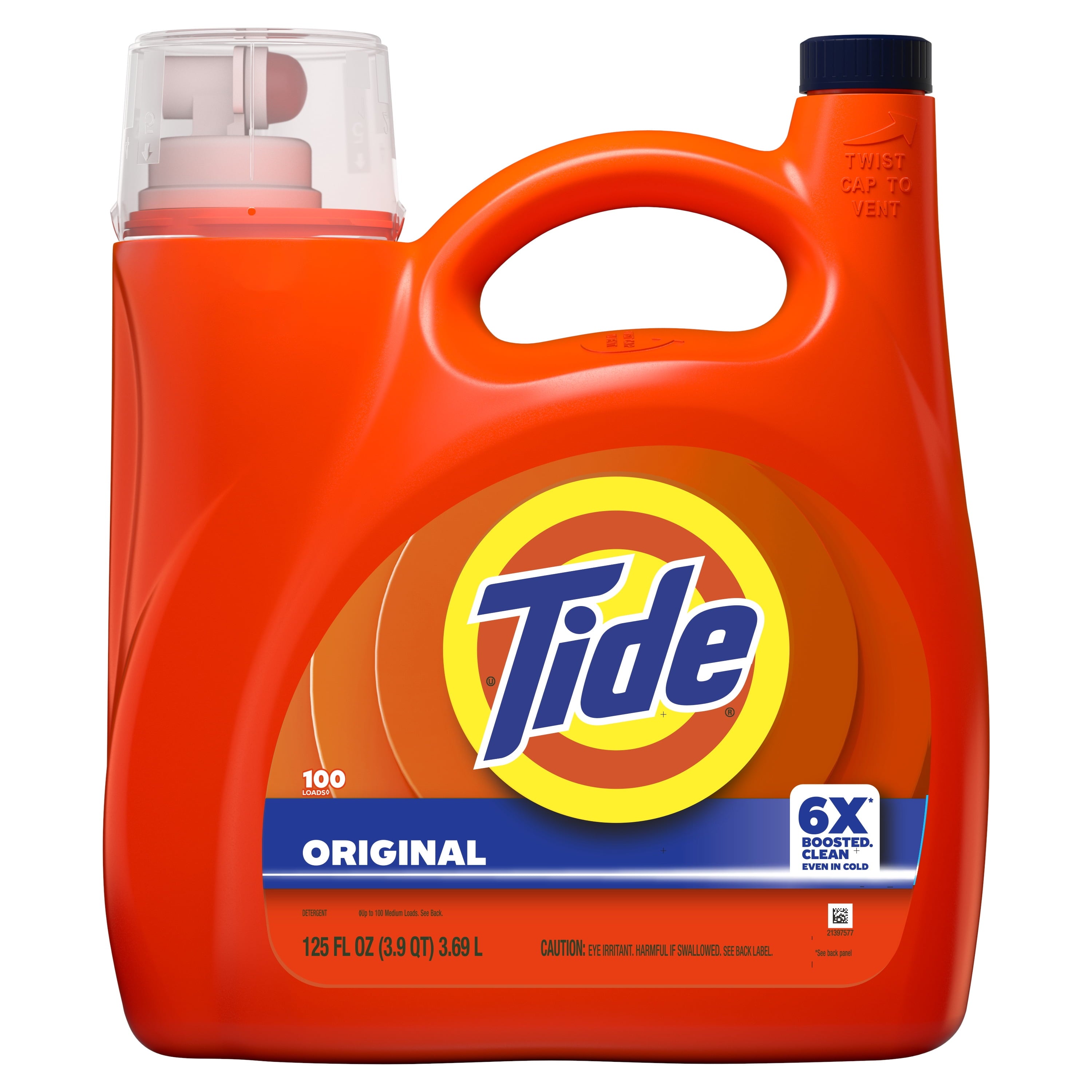 Tide Laundry Detergent Liquid with 6X Boosted Cleaning Power - Original Scent, 125 fl oz, 100 Loads - 2-Pack