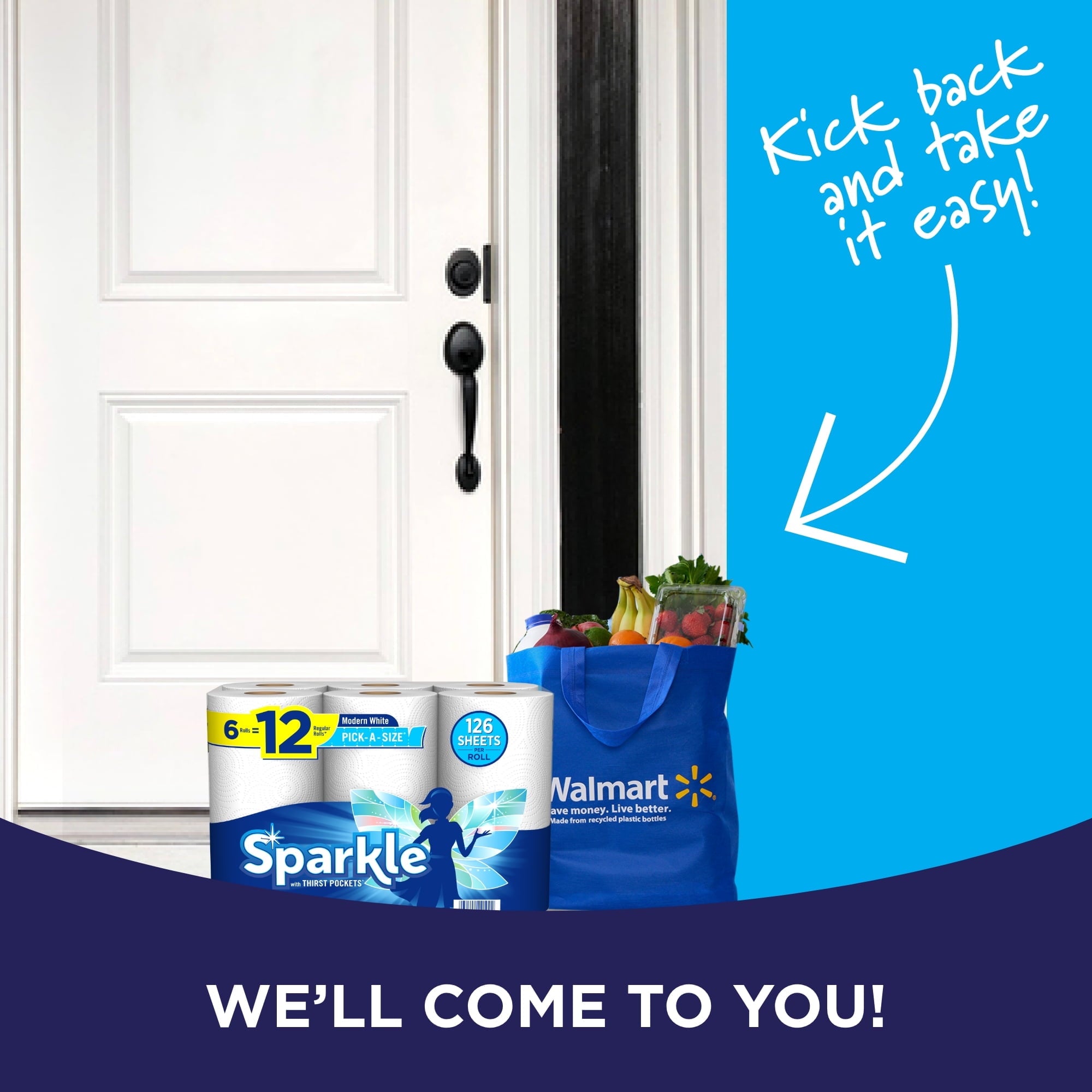 Sparkle Pick-A-Size Paper Towels - White, 6 Double Rolls = 12 Regular Rolls, 126 2-Ply Sheets Per Roll