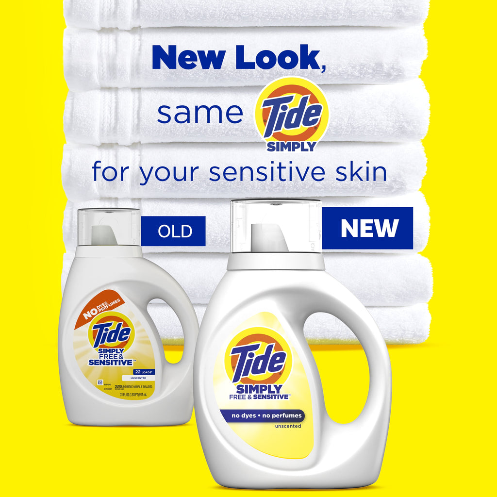 Tide Simply Liquid Laundry Detergent - Free & Sensitive, 32 fl oz, 24 Loads - 3-Pack
