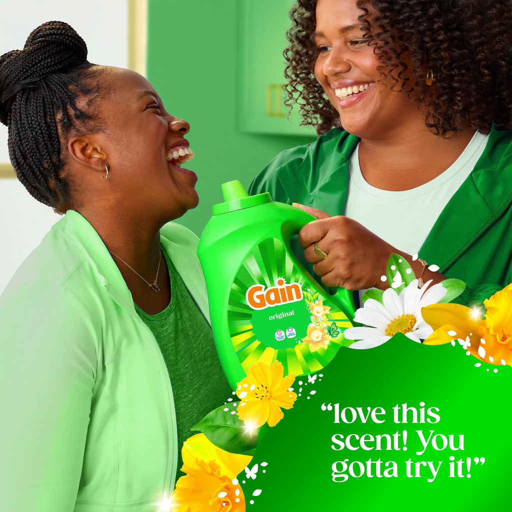 Gain Laundry Detergent Liquid - Now with Odor Defense, Original Scent, 81 fl oz, 61 Loads - 2-Pack