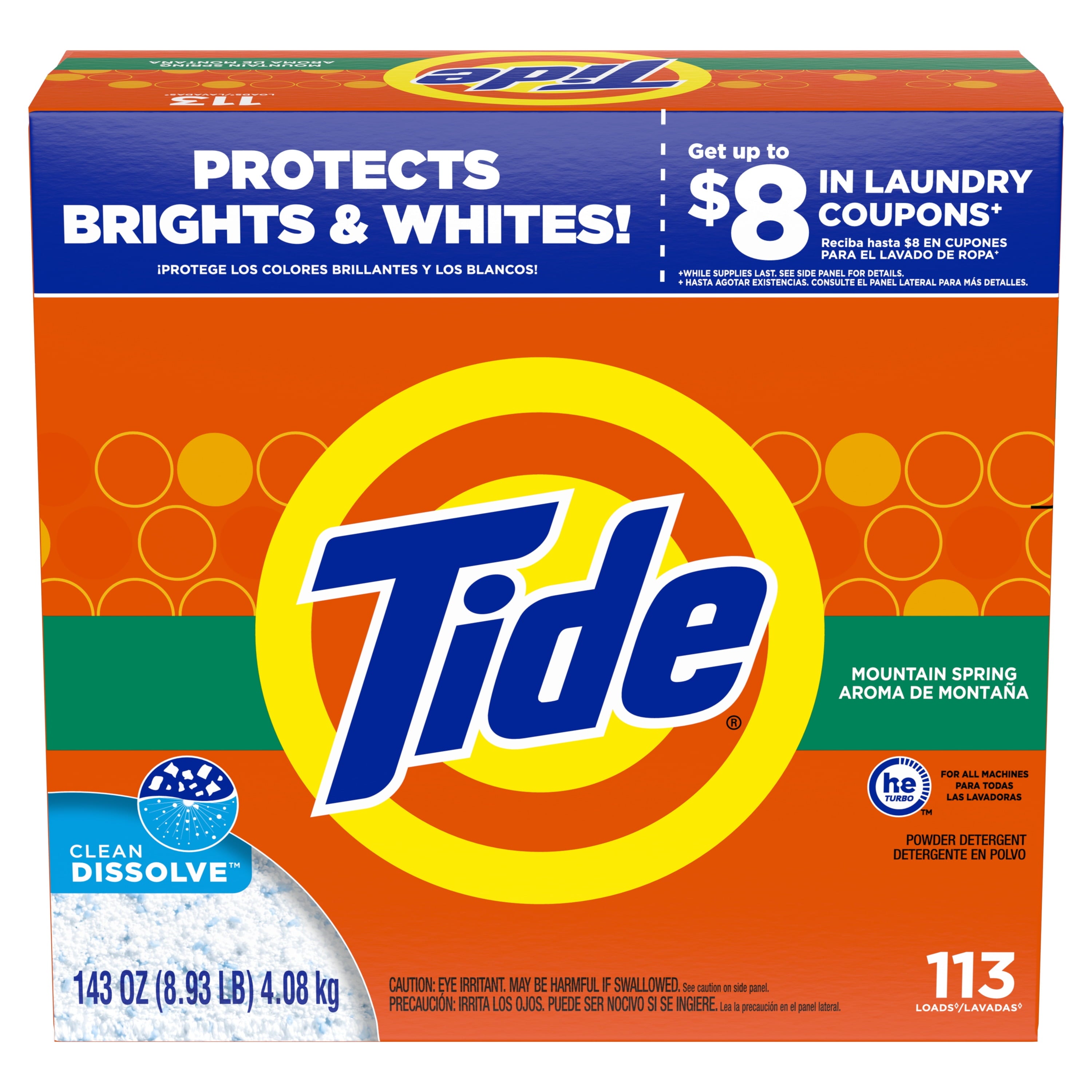 Tide Powder Laundry Detergent - Mountain Spring, 113 Loads, 143 oz