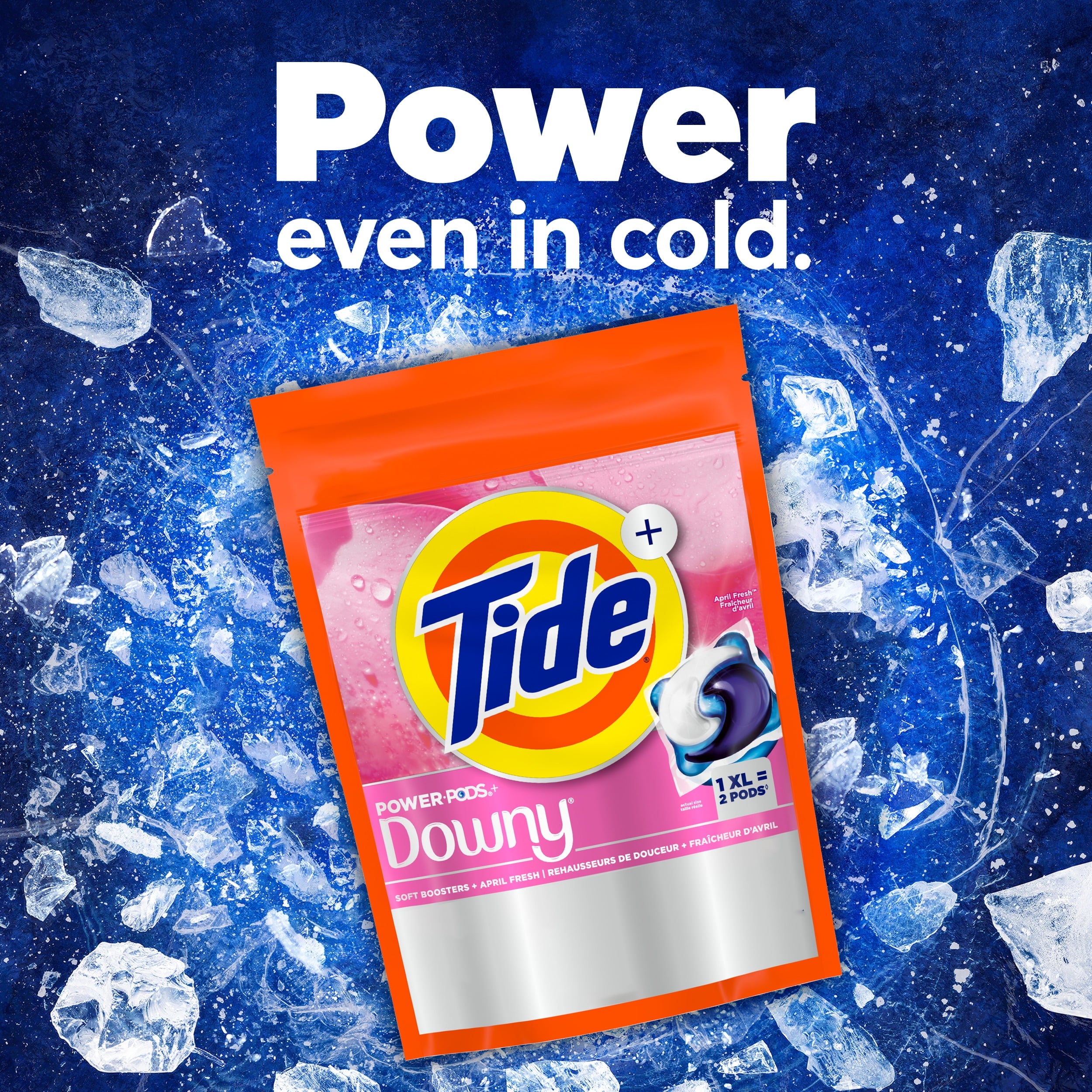 Tide Power PODS Laundry Detergent Pacs with Downy Soft Boosters - April Fresh Scent, 9 Count