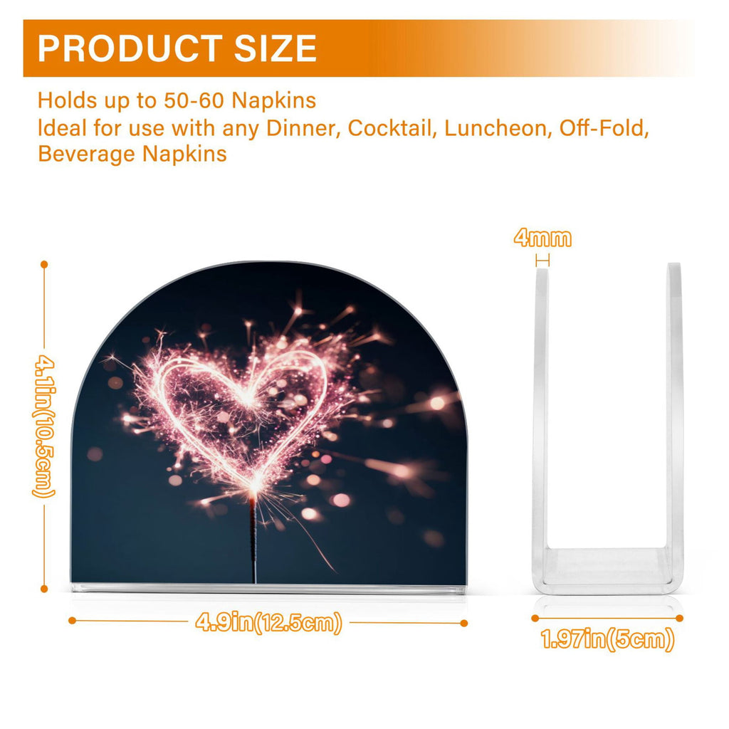 Napkin Holder for Table Kitchen Paper Tissue Organization Standing Paper Napkin Storage Pink Heart-shaped Sparkler