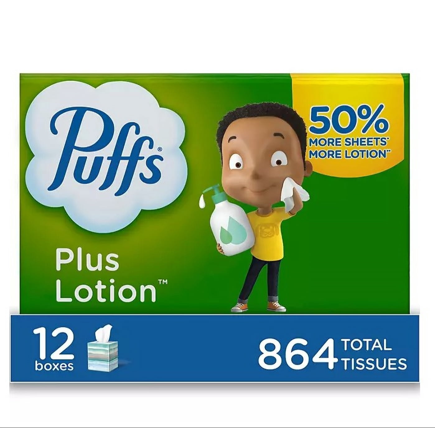 Puffs Plus Lotion Facial Tissues - 10 Family Boxes, 132 Tissues Per Box