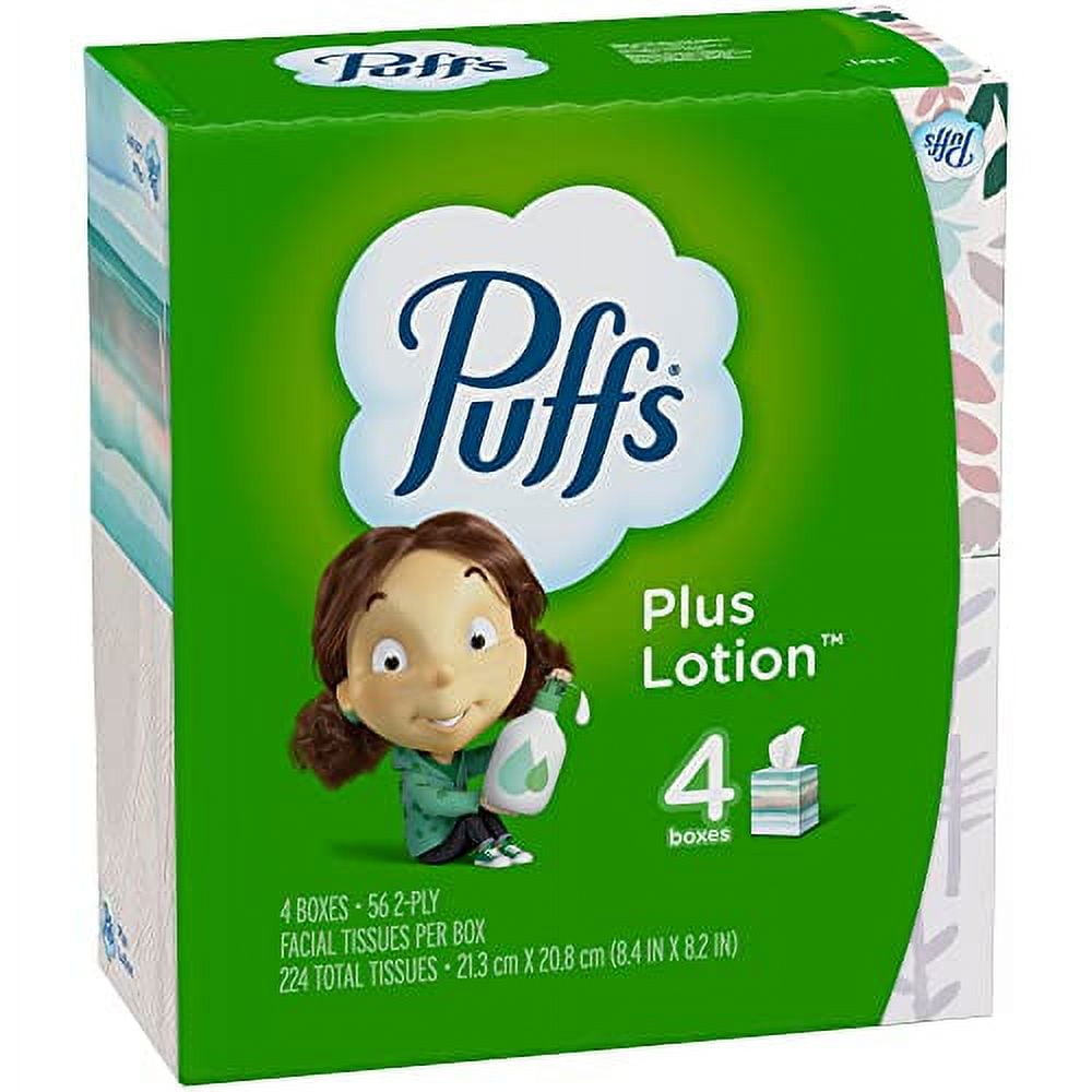 Puffs Plus Lotion Facial Tissues - Cube, 4 Boxes (56 Count Each)