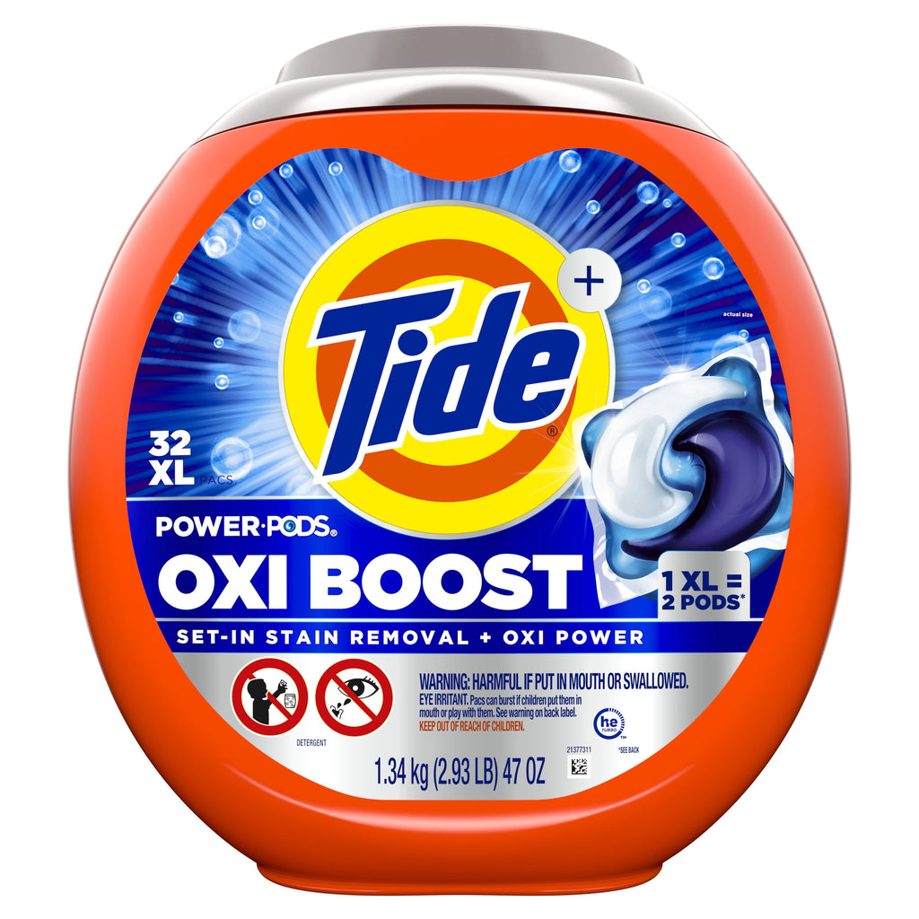 Tide Oxi Boost Power Pods with Stain Remover and Oxi Power Laundry Detergent - 32 Count