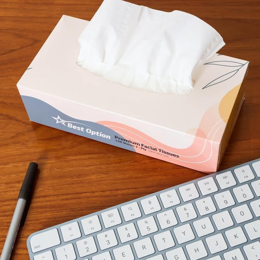 Best Option Soft 2-Ply Facial Tissue - White, 130-Count Box, Gentle and Durable (1, 560 Tissues, Bulk Pack of 12-Boxes)