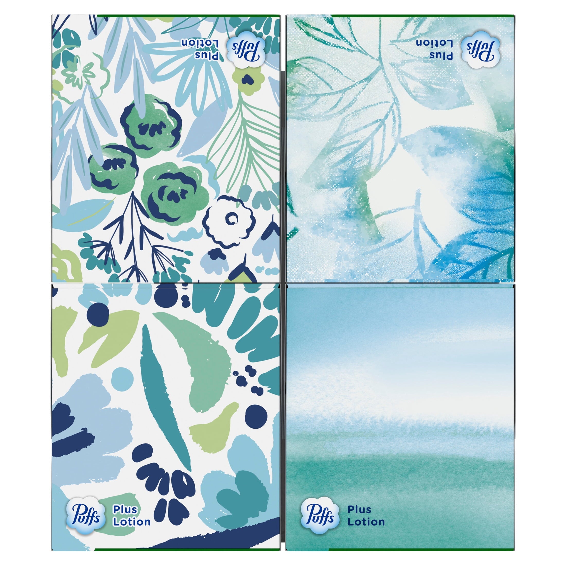 Puffs Facial Tissue Plus Lotion - 4 Mega Cube Boxes, 72 Tissues Per Box
