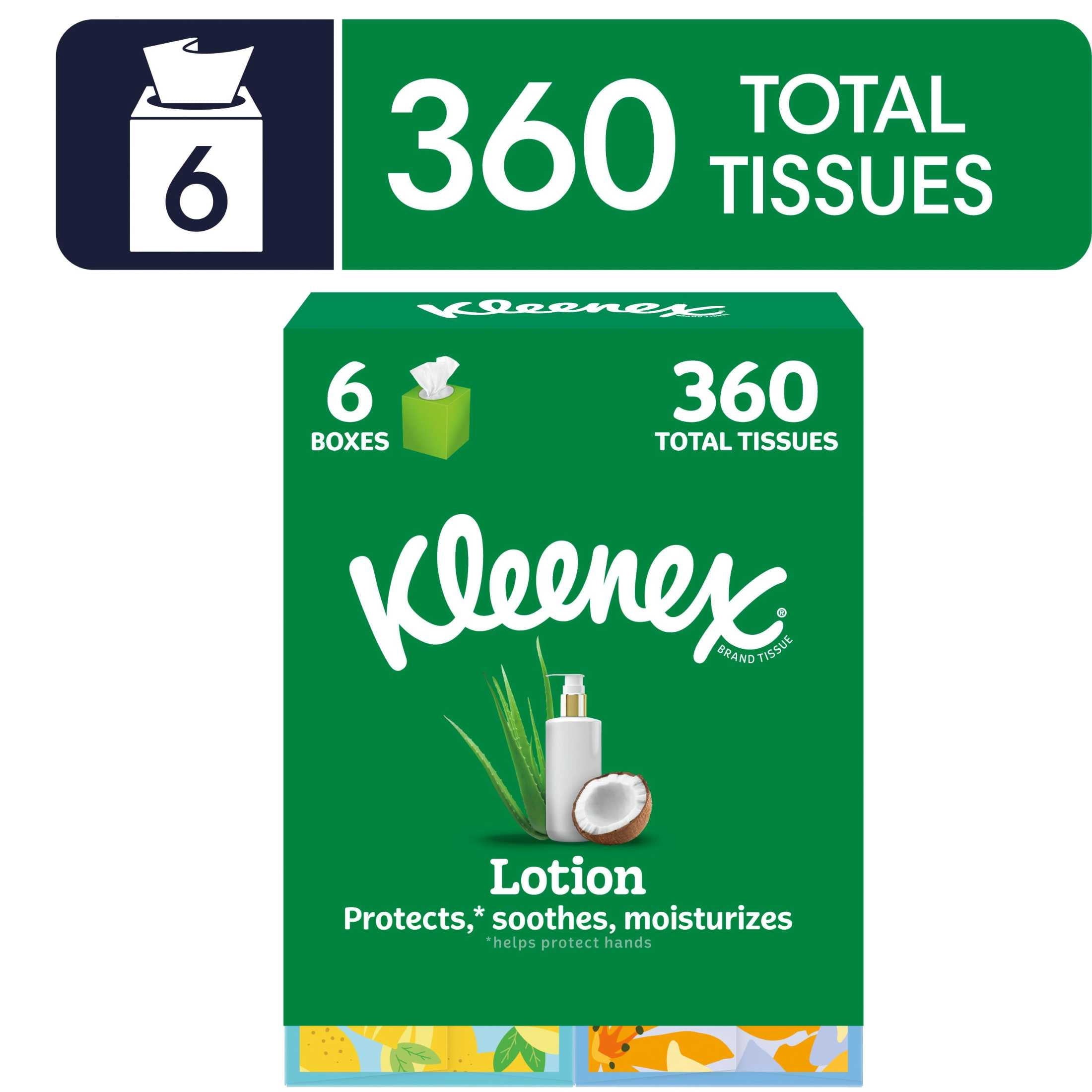 Kleenex Lotion Facial Tissues with Coconut Oil & Aloe - 3-Ply, 6 Pack (360 Tissues)