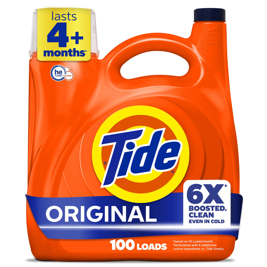 Tide Laundry Detergent Liquid with 6X Boosted Cleaning Power - Original Scent, 125 fl oz, 100 Loads - 2-Pack