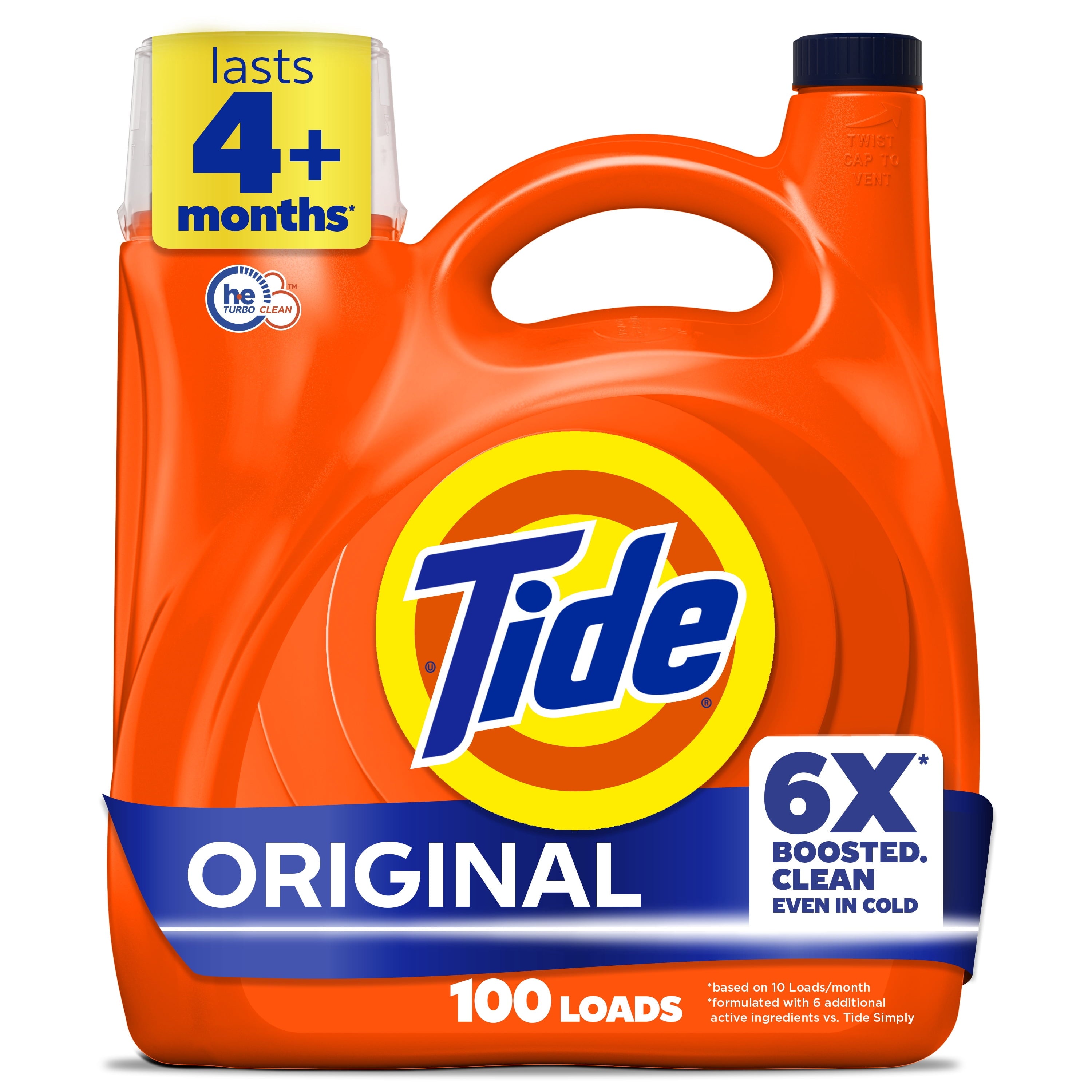 Tide Laundry Detergent Liquid with 6X Boosted Cleaning Power - Original Scent, 125 fl oz, 100 Loads - 2-Pack