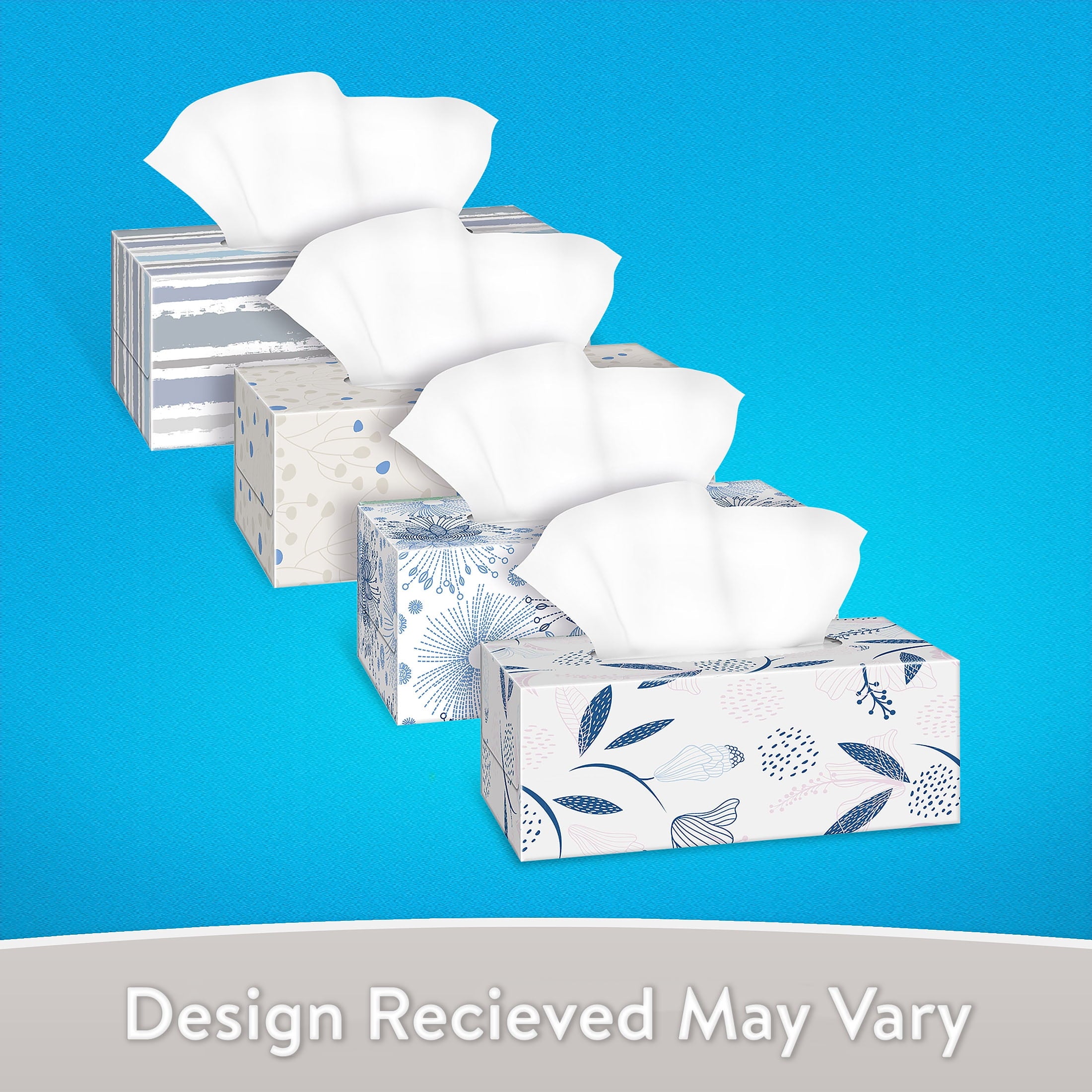 Great Value Everyday Soft Facial Tissues - 2 Flat Cartons, 160 Tissues per Carton, 2-Ply, Compare to Kleenex® - 12-Pack