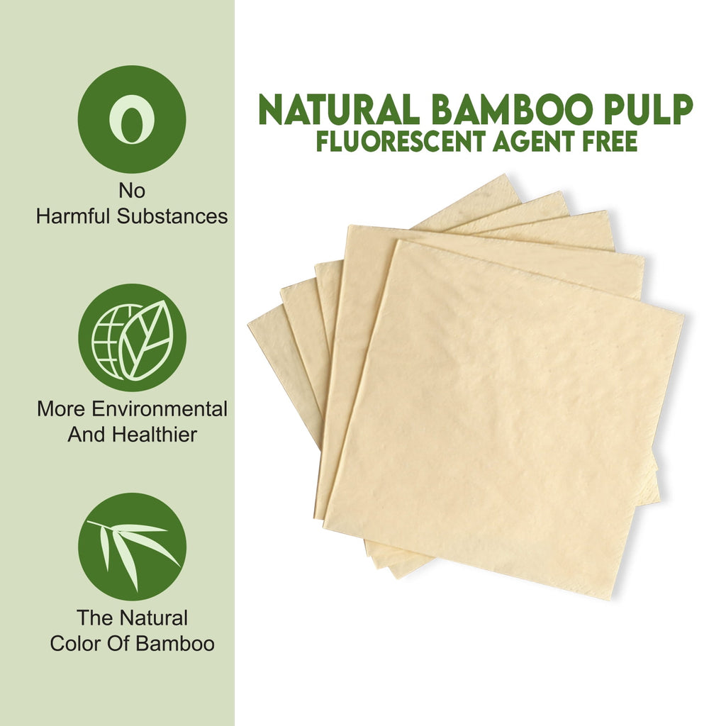 WBM 100% Bamboo Fiber 3-Ply Facial Tissues - 150 Tissues per Box, 10 Packs (1500 Total Tissues)